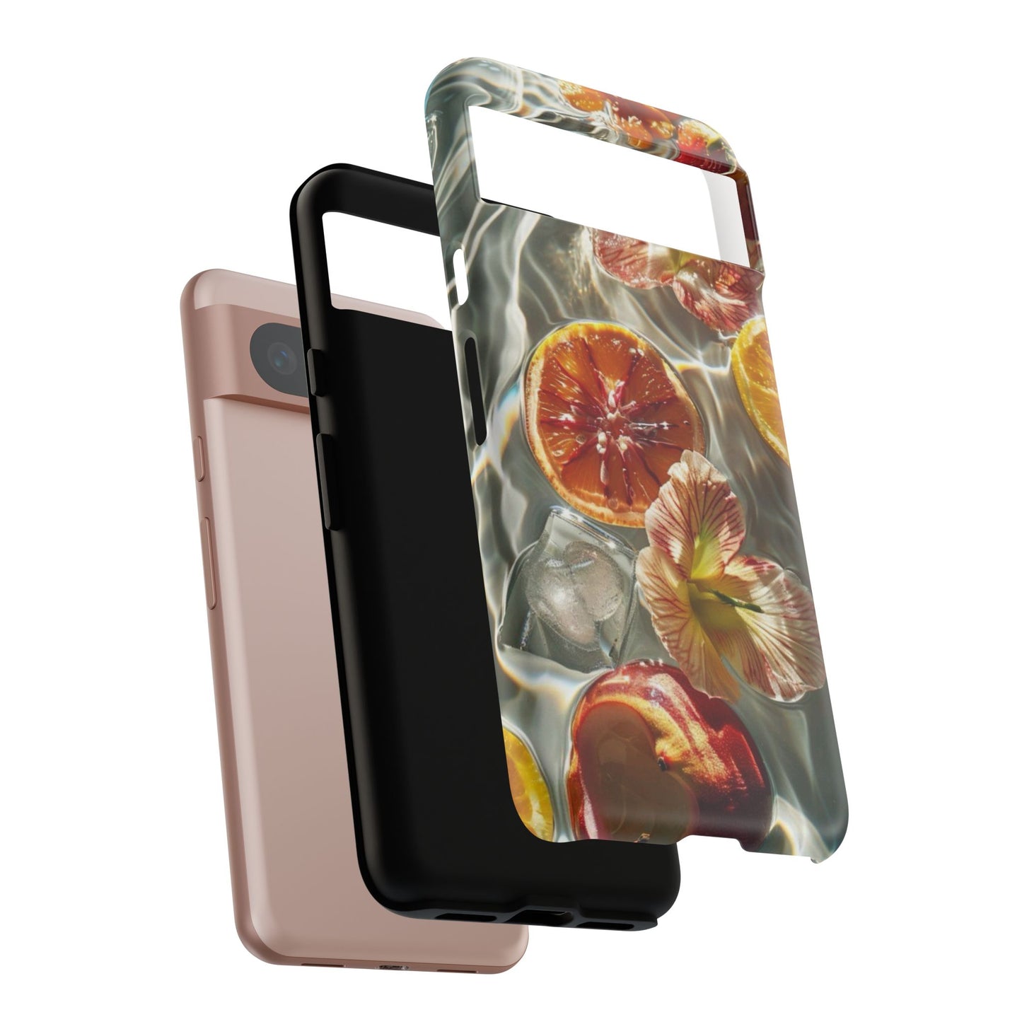 Citrus & Hibiscus Protective Phone Case – Summer Fruit Water Print Tough Case