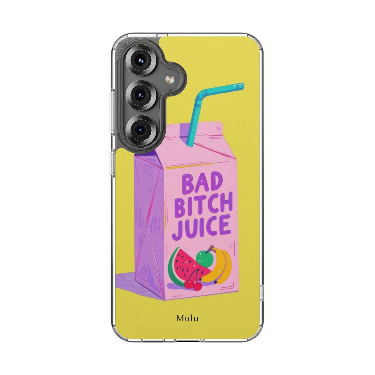 Clear Impact-Resistant Phone Case — "Bad Bitch Juice" Cartoon Juice Box Design