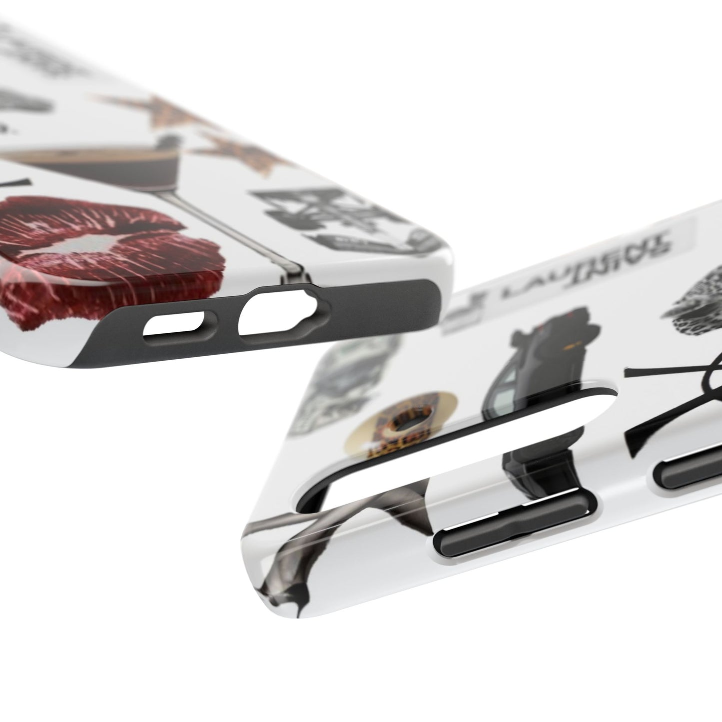 Tough Phone Case — Luxe Fashion Collage with Leopard, Martini & Kiss Print