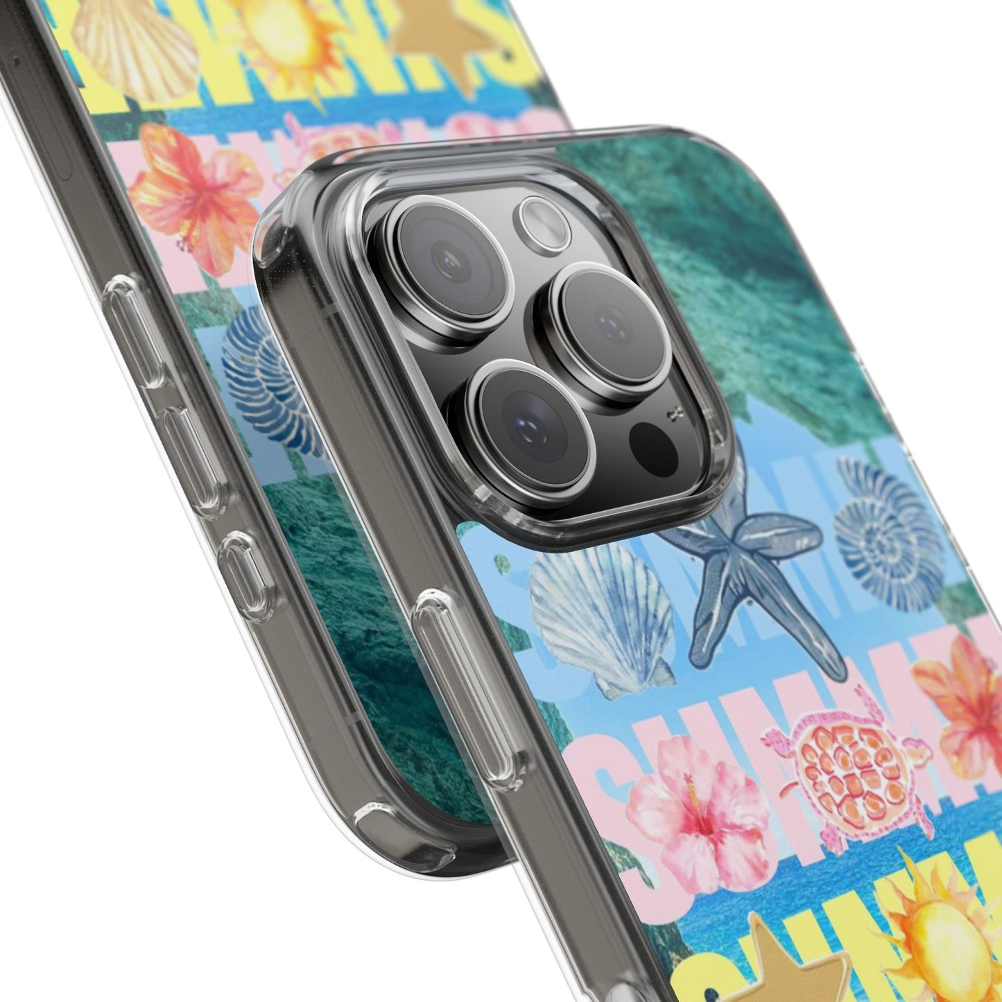 Clear Summer Beach Phone Case — Impact‑Resistant Tropical Design