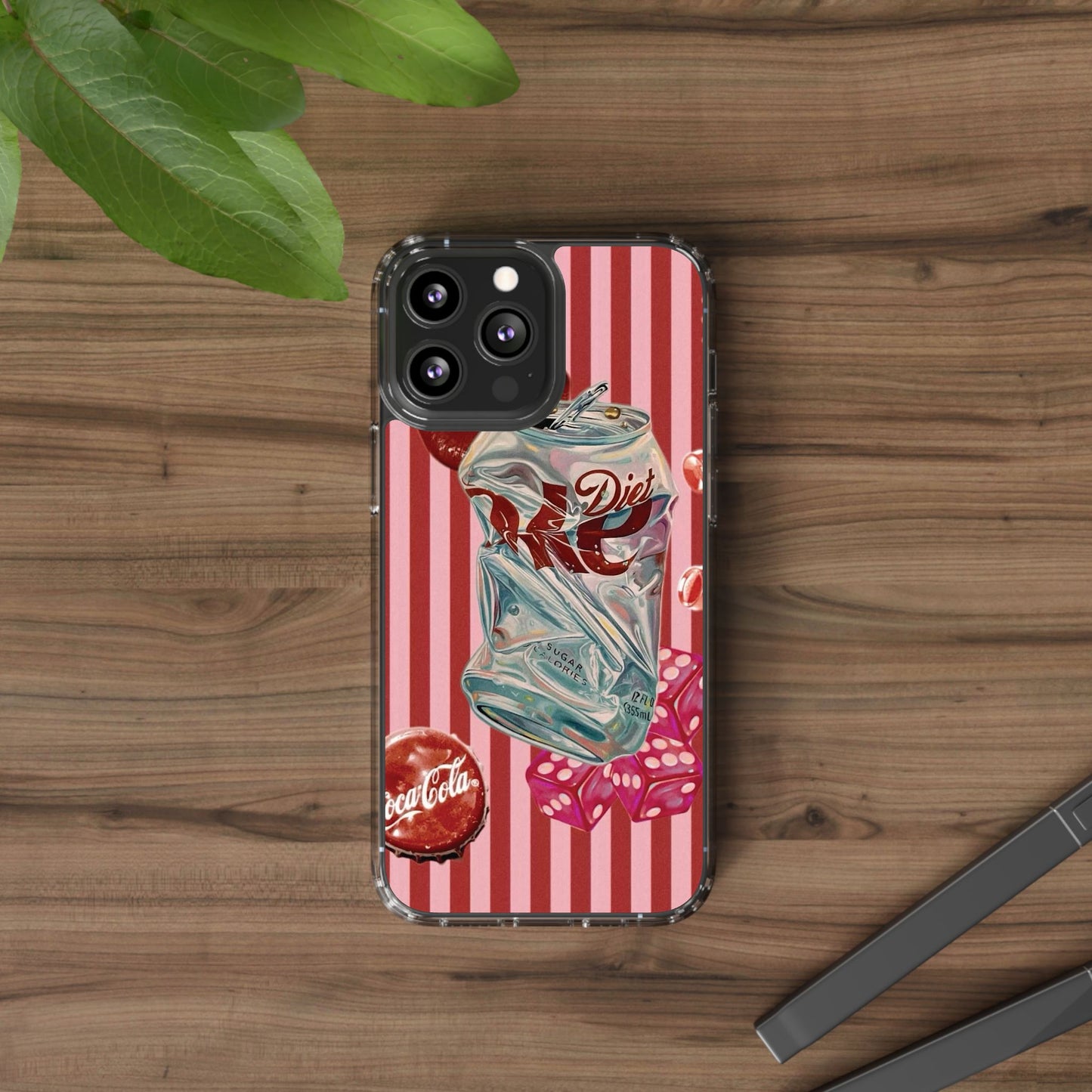 Diet Cola Crush Clear Phone Case – Retro Soda Pop Design