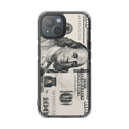 Clear Magnetic Phone Case — Hundred Dollar Bill Design