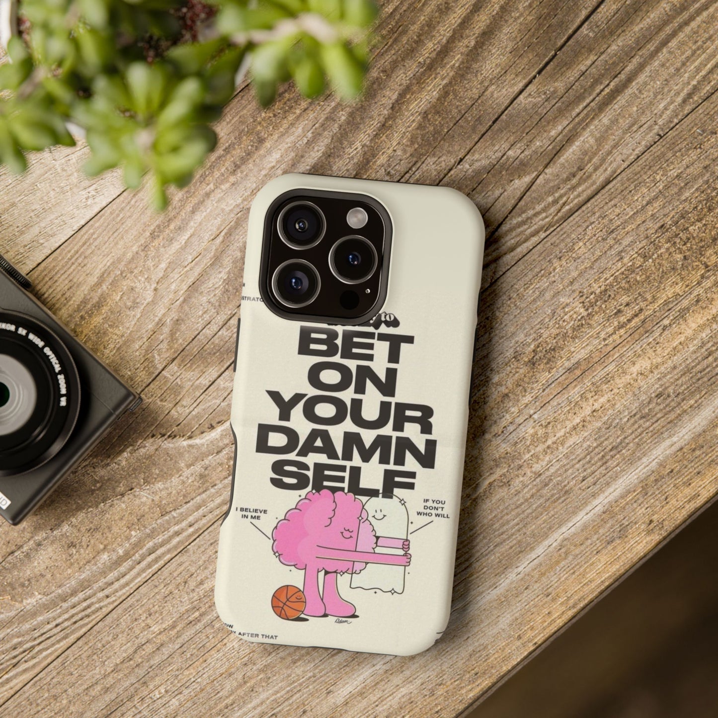 Magnetic Impact-Resistant Case — "Bet On Your Damn Self" Motivational Phone Cover