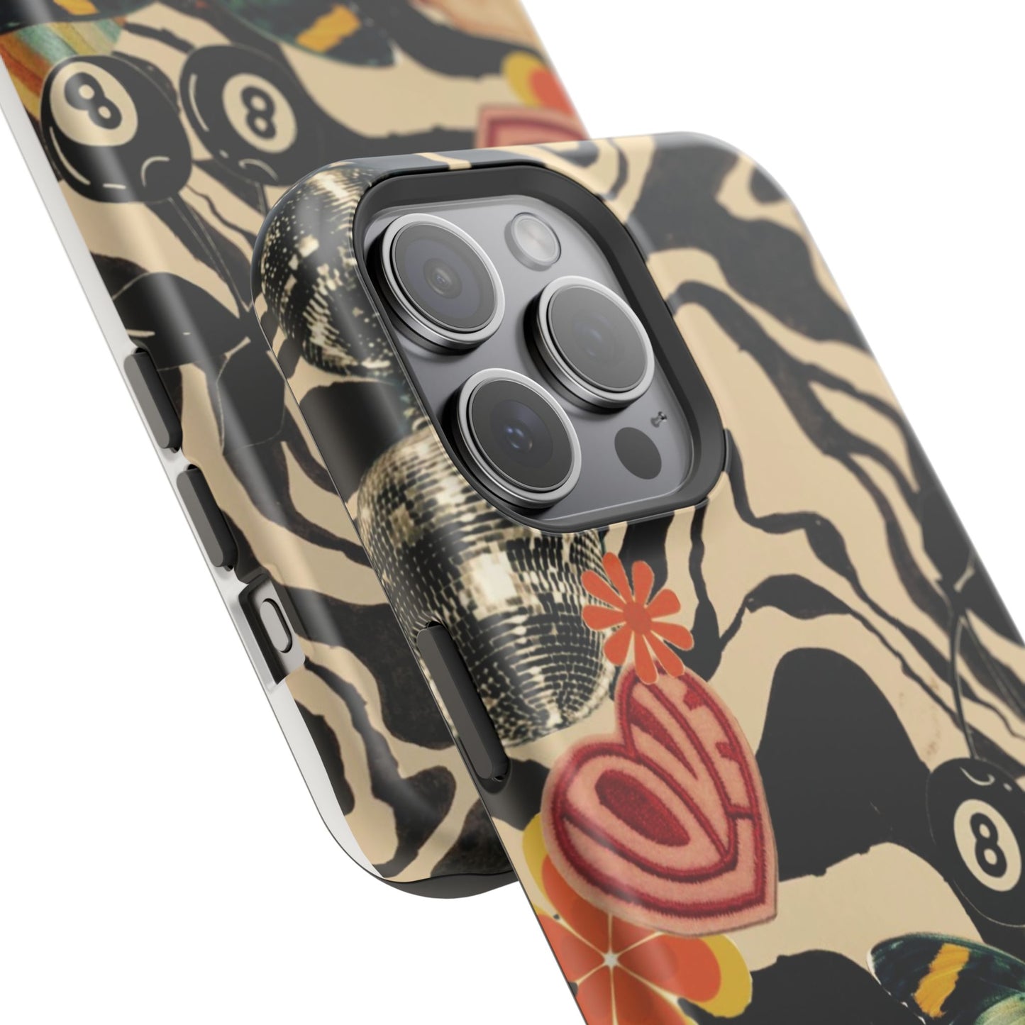 Phone Case — Retro Collage Magnetic Impact-Resistant Case with Butterfly & Zebra Print