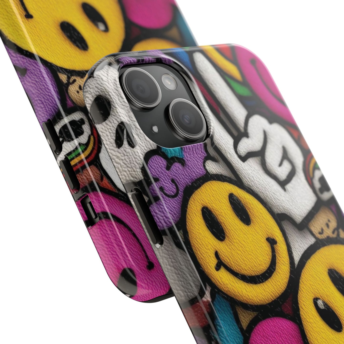 Smiley Graffiti Tough Phone Case – Colorful Urban Art Protection