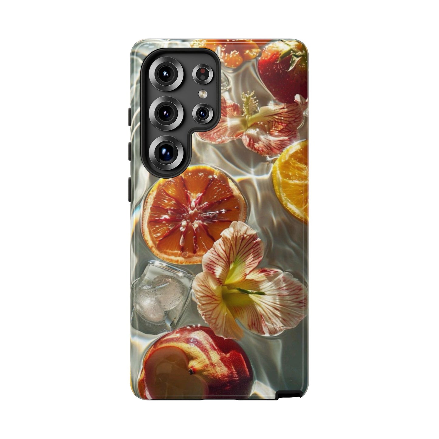 Citrus & Hibiscus Protective Phone Case – Summer Fruit Water Print Tough Case