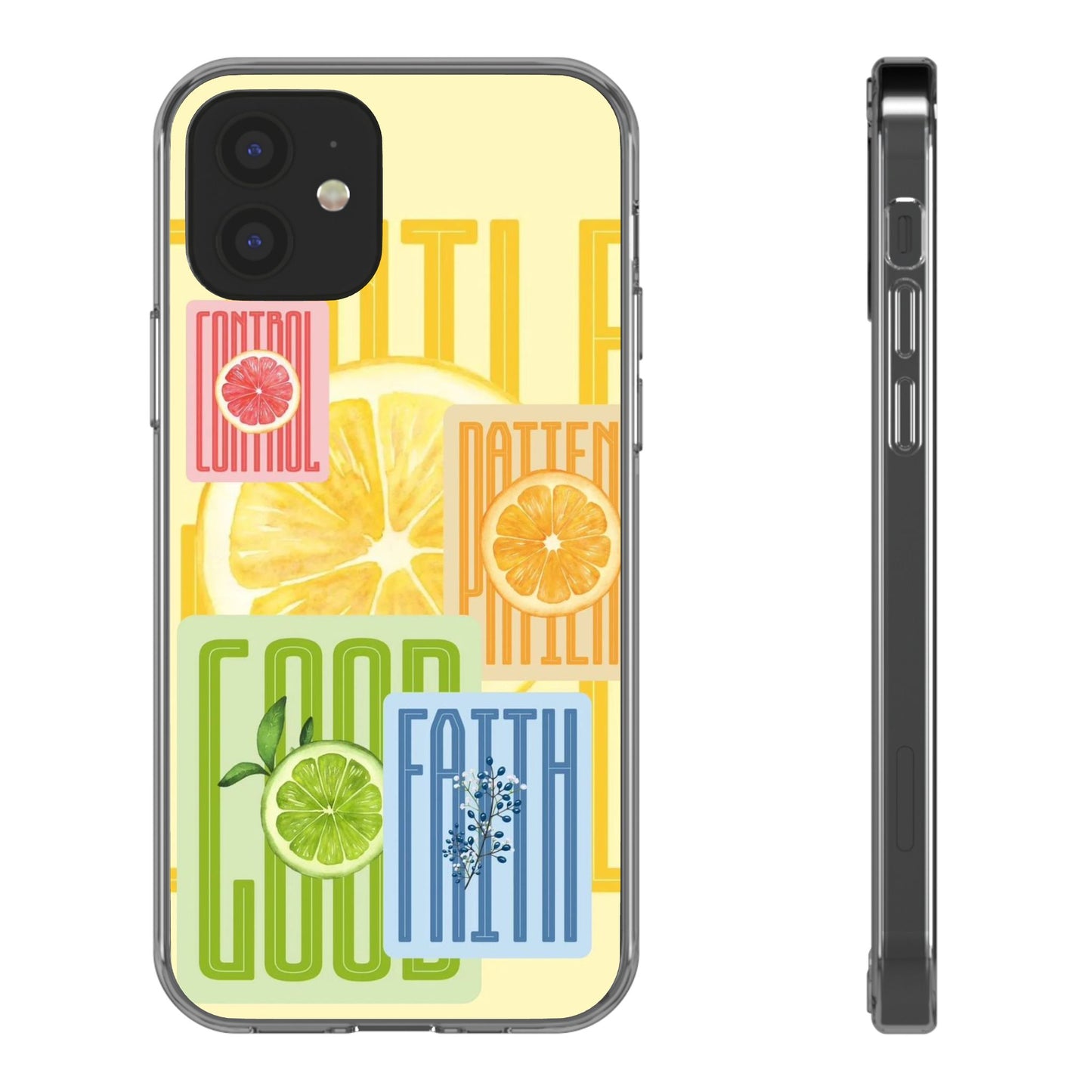 Clear Phone Case — Citrus Fruit Typography "Good Faith" Design
