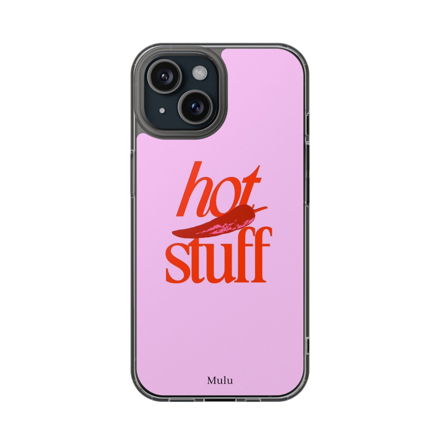 Hot Stuff Clear Impact Phone Case — Pink Retro Typography iPhone Cover