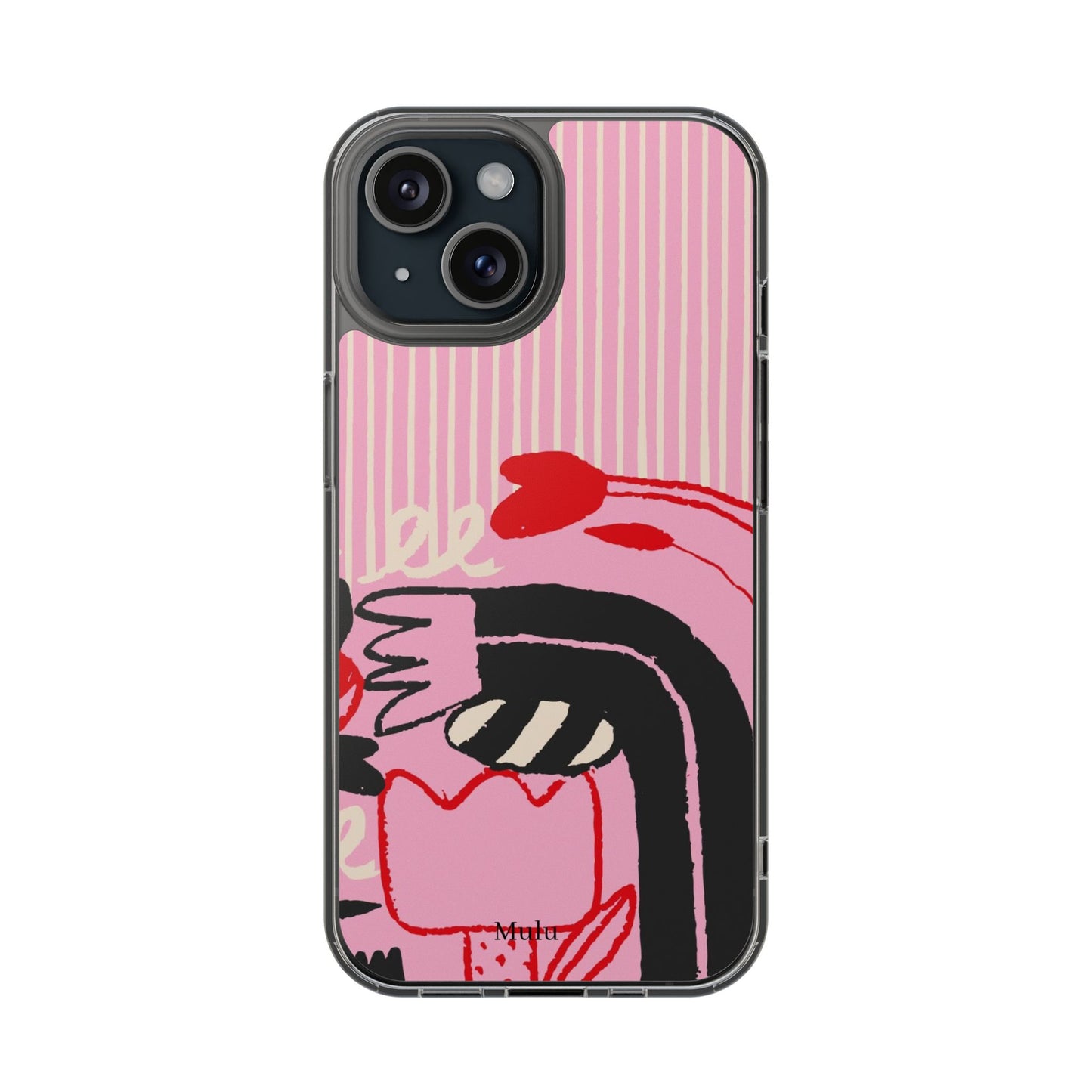 Clear Impact-Resistant Case — Pink Cute Heart Cartoon Design
