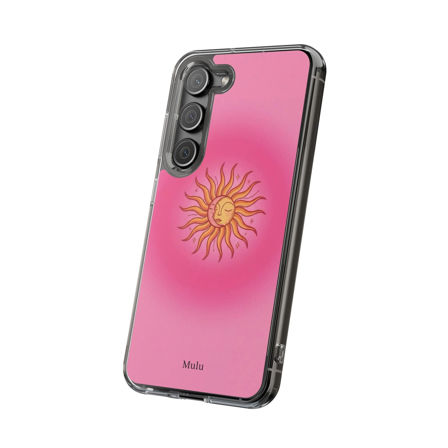 Pink Sun Phone Case — Radiant Sunburst Impact-Resistant Clear Case