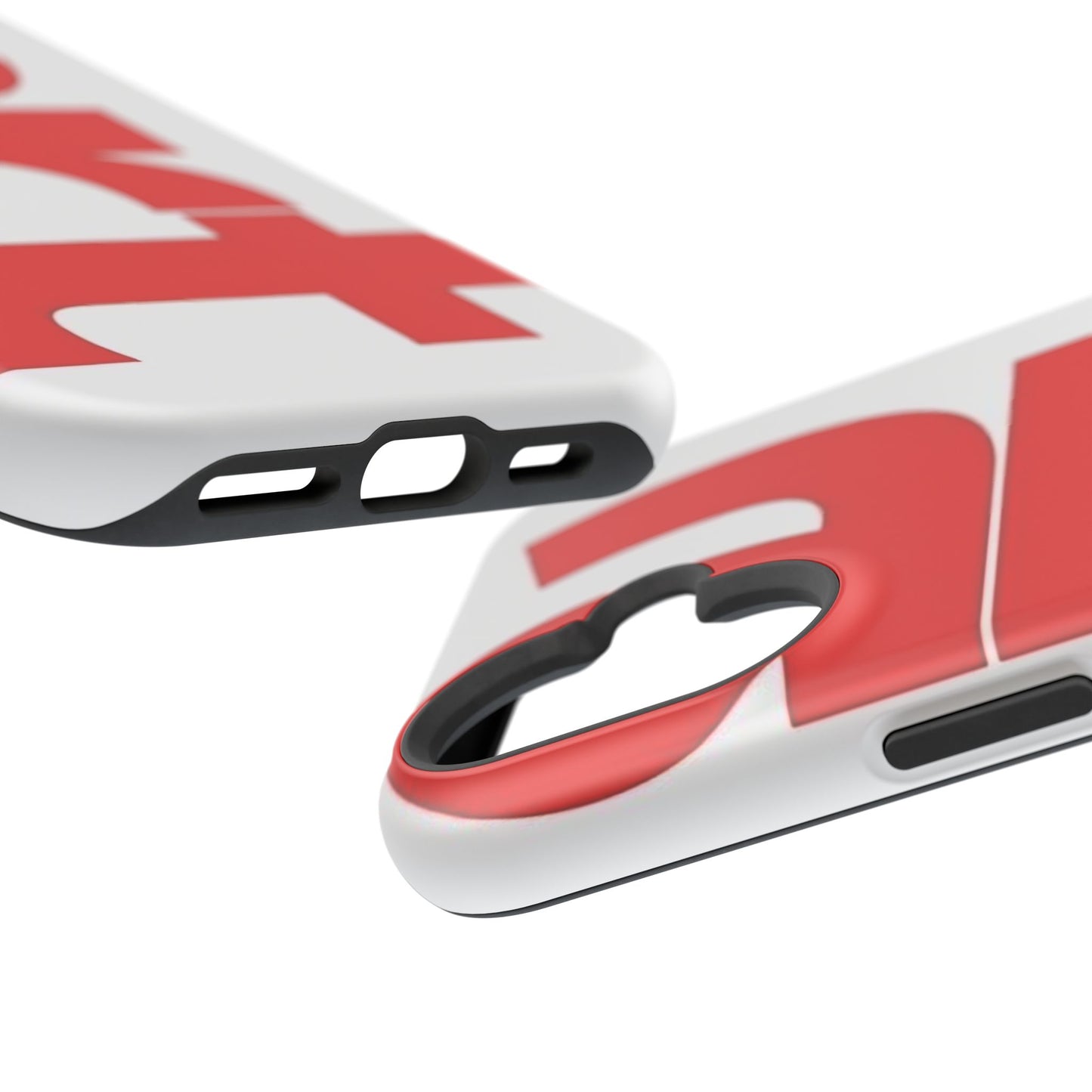 Magnetic Impact-Resistant Phone Case — Bold Red Typographic Design