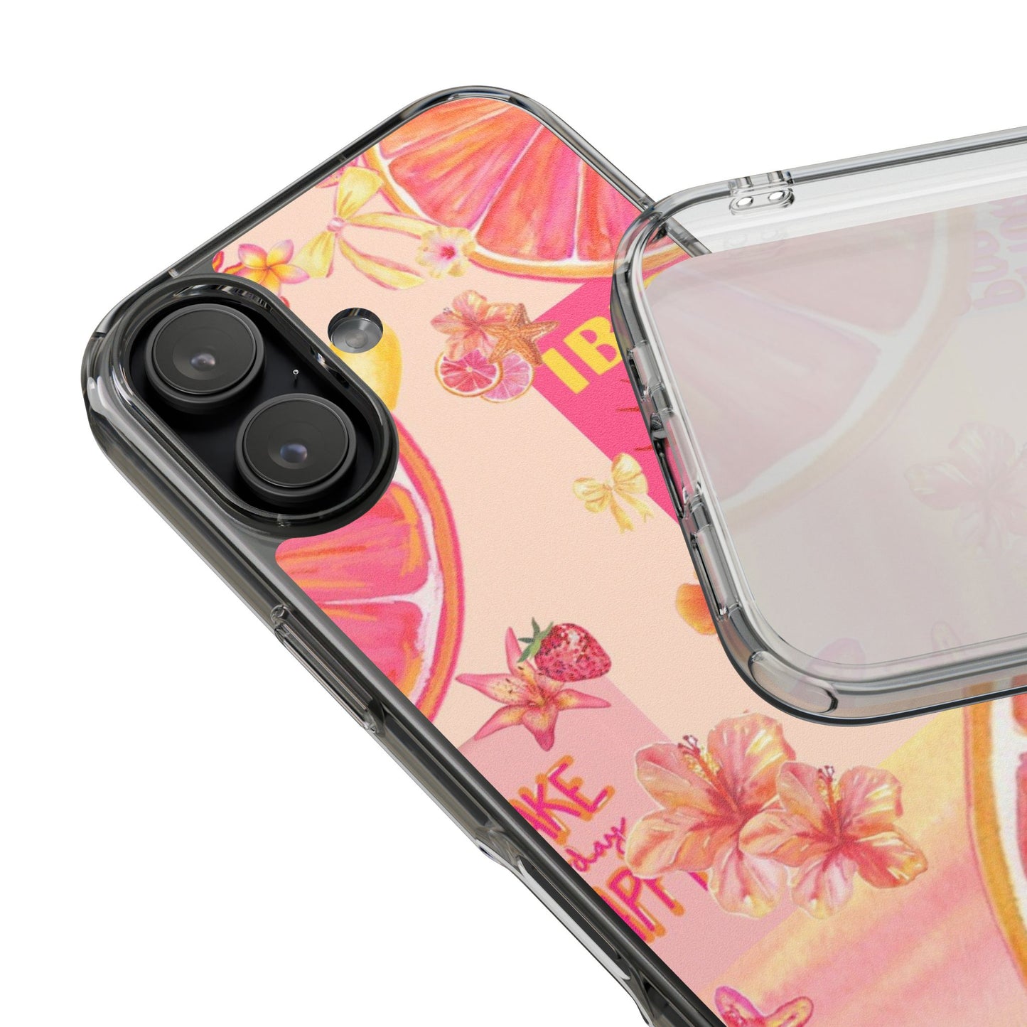 Clear Impact Phone Case — Pink Ibiza Citrus Floral Design