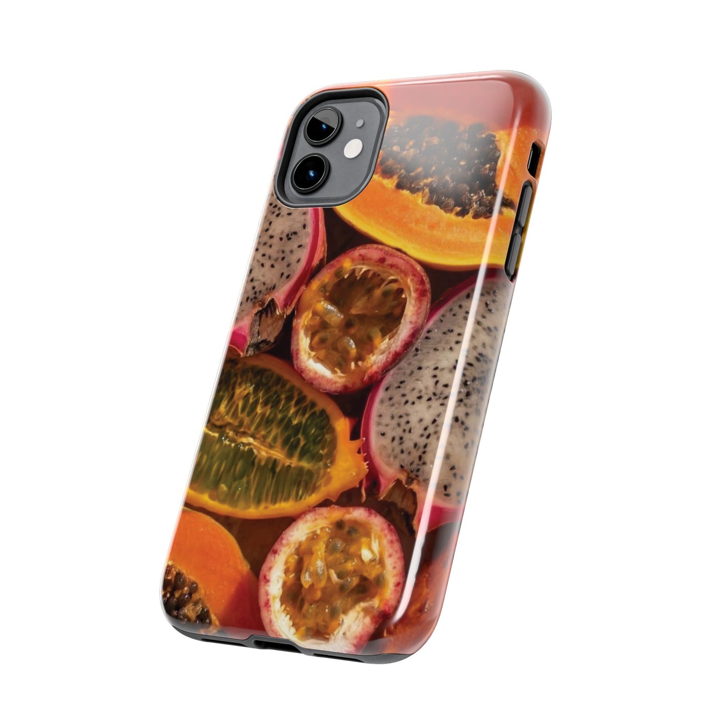 Tropical Fruit Tough Phone Case — Papaya & Dragon Fruit Design
