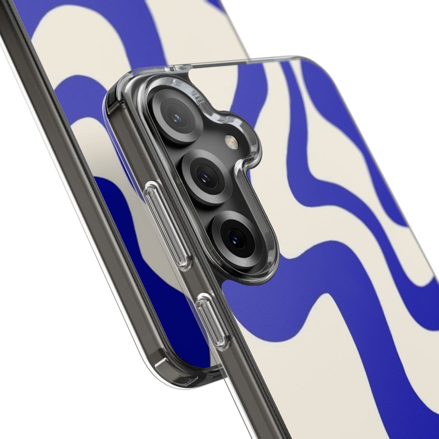 Clear Impact-Resistant Case — Blue Abstract Wavy Pattern