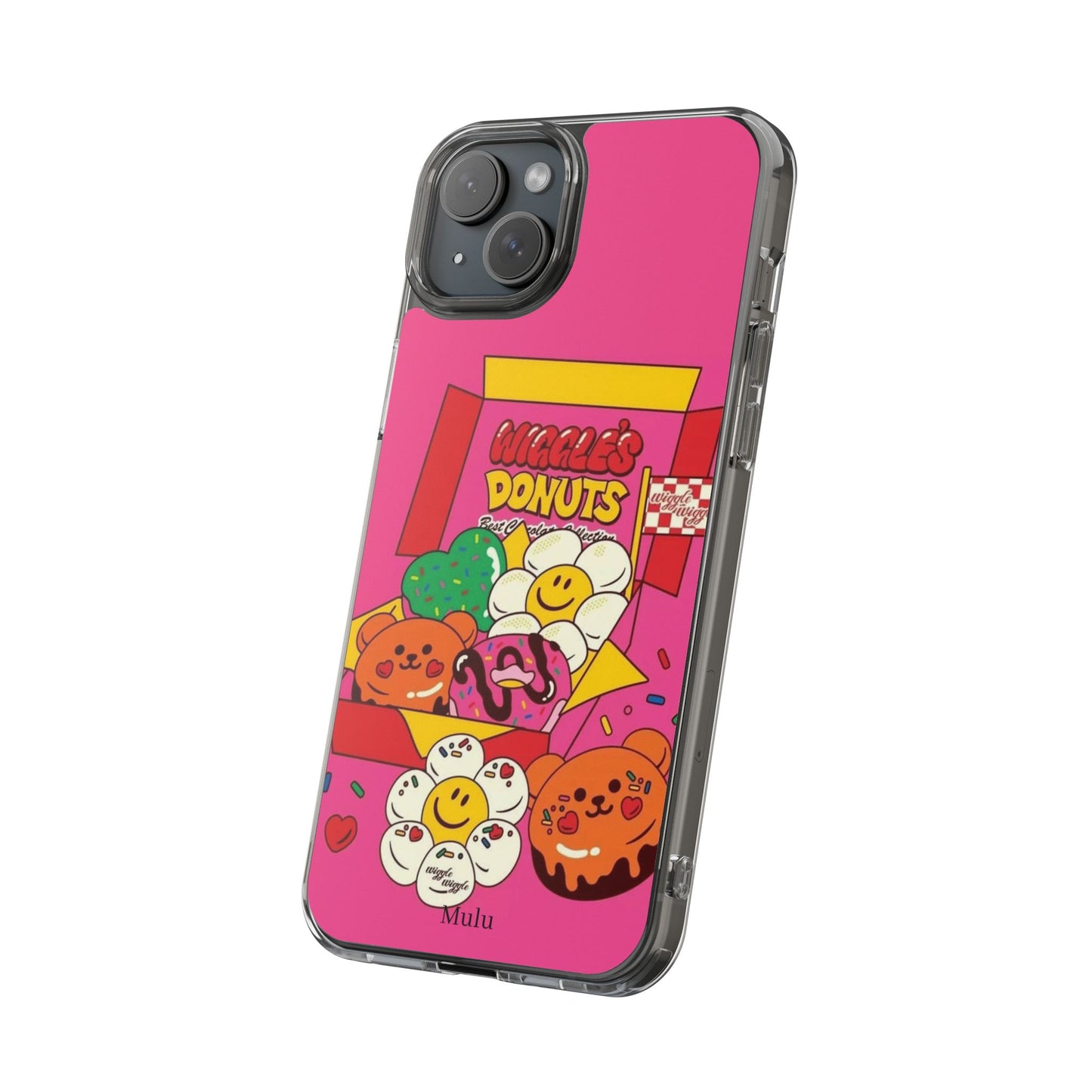 Donut Box Cute Phone Case — Clear Impact‑Resistant iPhone Cover with Smiling Donuts