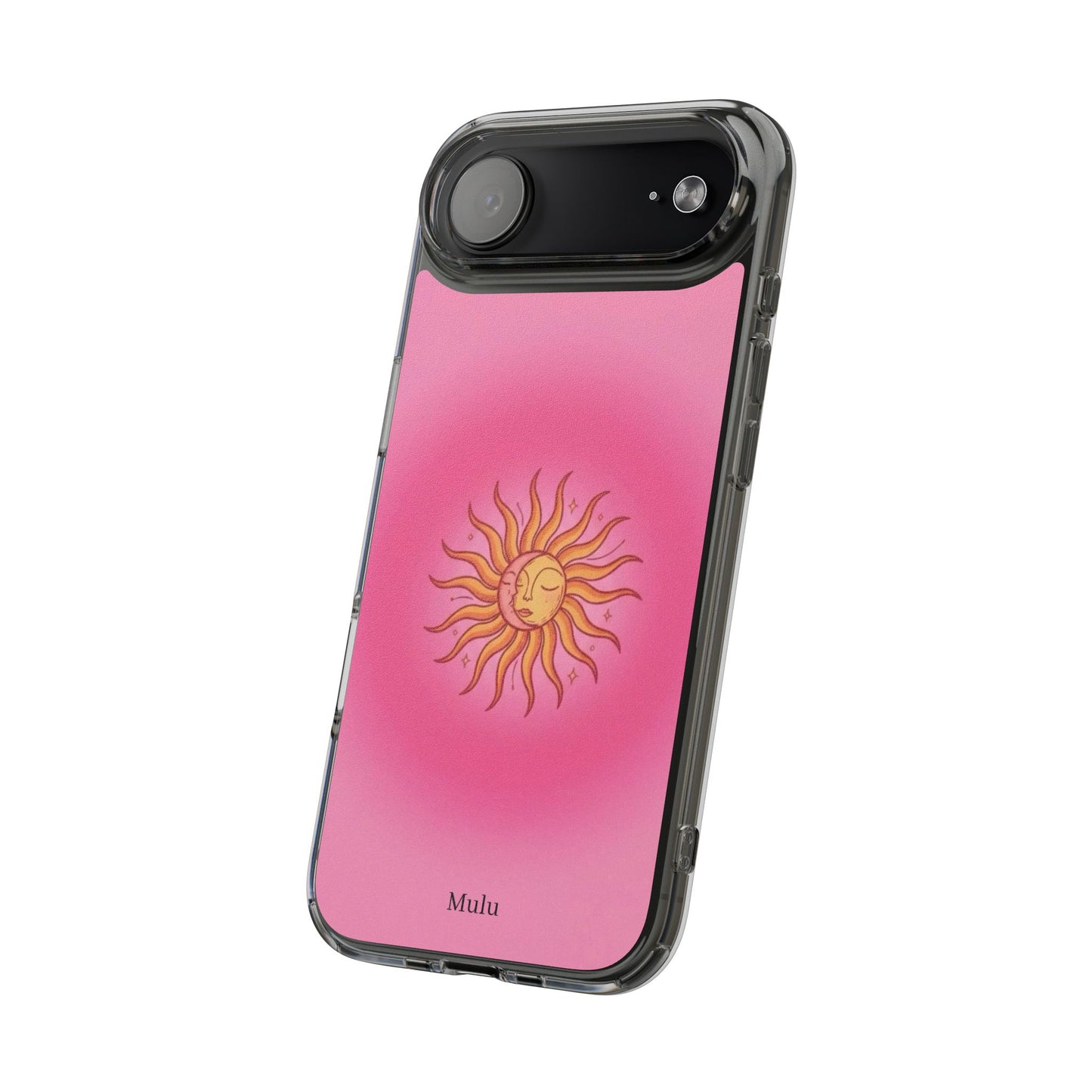 Pink Sun Phone Case — Radiant Sunburst Impact-Resistant Clear Case