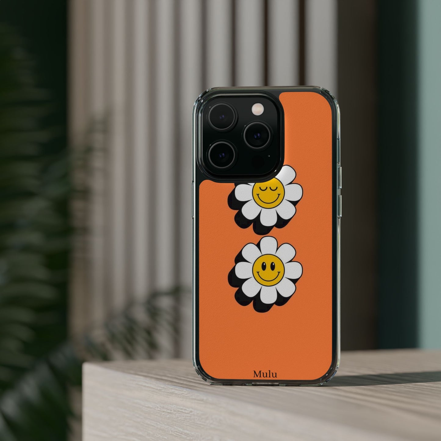 Phone Case — Orange Smiley Daisy Clear Impact‑Resistant Case