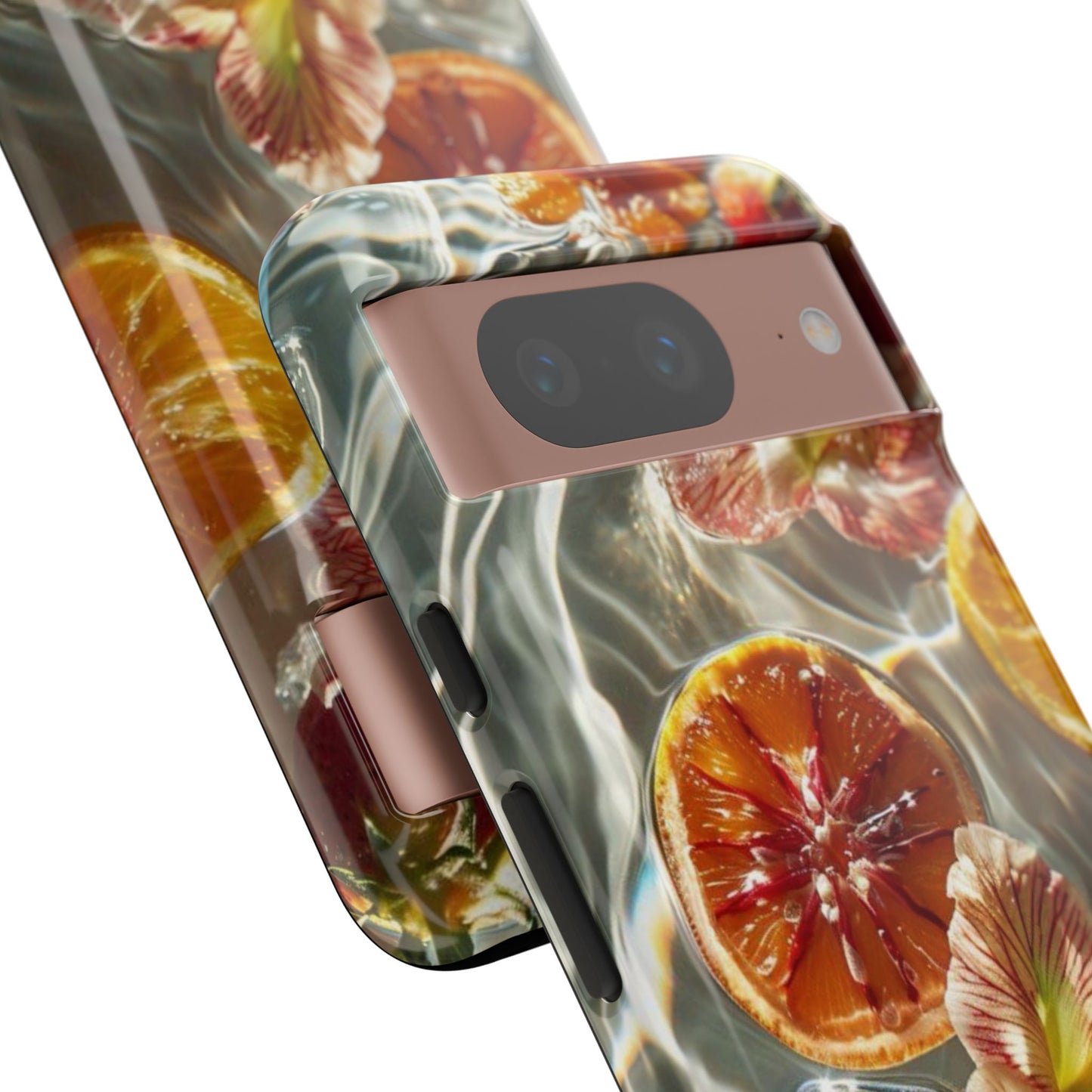 Citrus & Hibiscus Protective Phone Case – Summer Fruit Water Print Tough Case