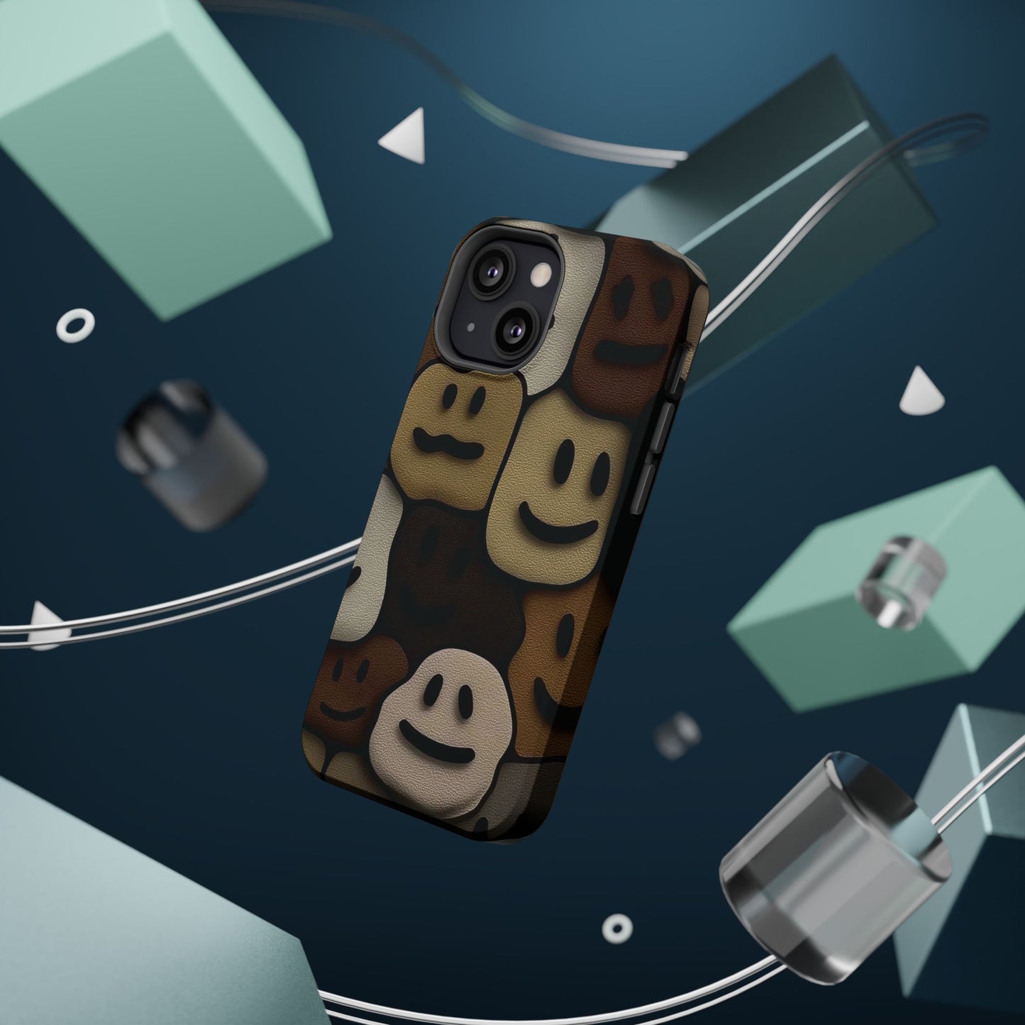 Magnetic Impact-Resistant Case — Brown Smiley Tile Phone Cover