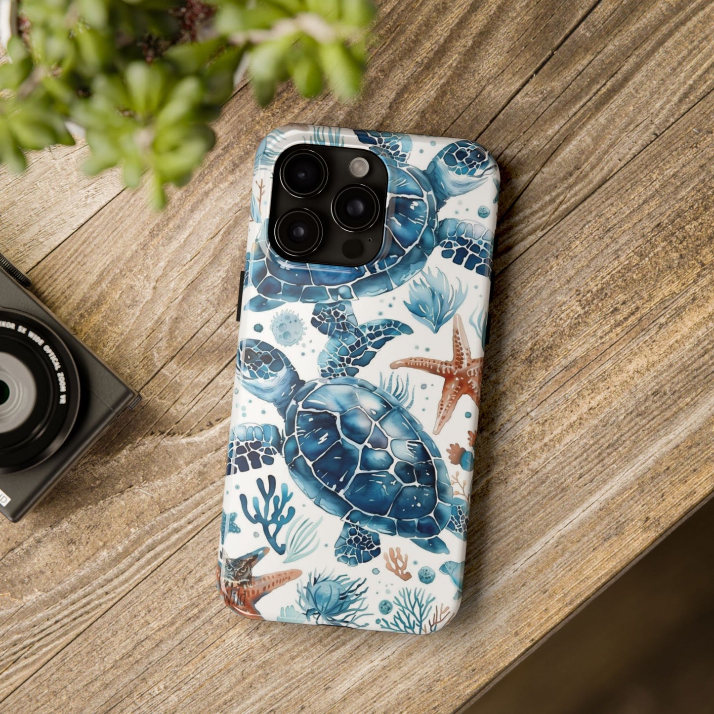 Sea Turtle Tough Phone Case — Blue Ocean Marine Life Protective Cover