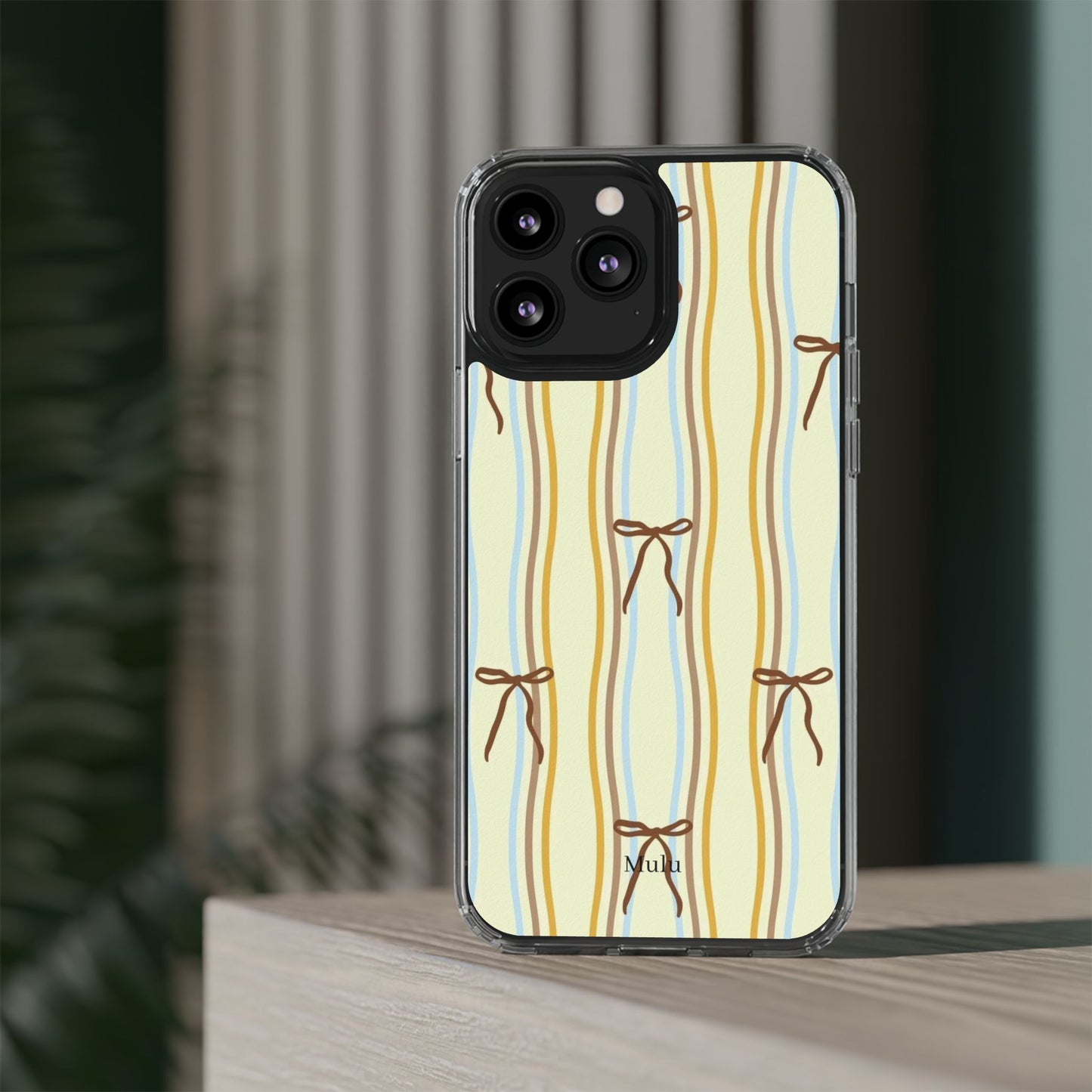 Ballet Ribbon Stripe Clear Impact Phone Case — Pastel Yellow Protective Cover
