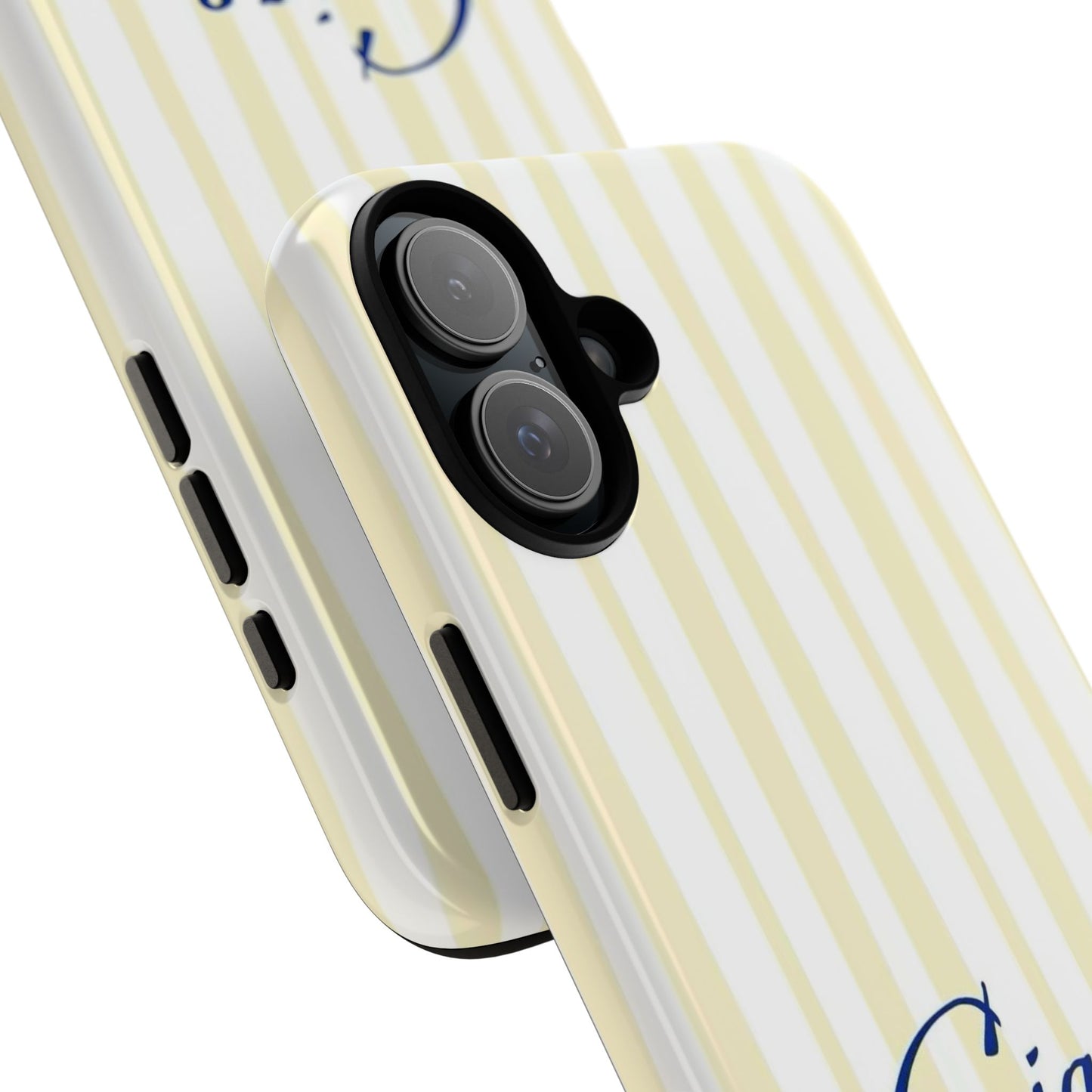 Ciao Bella Phone Case – Striped Elegant Italian Script Protective Cover