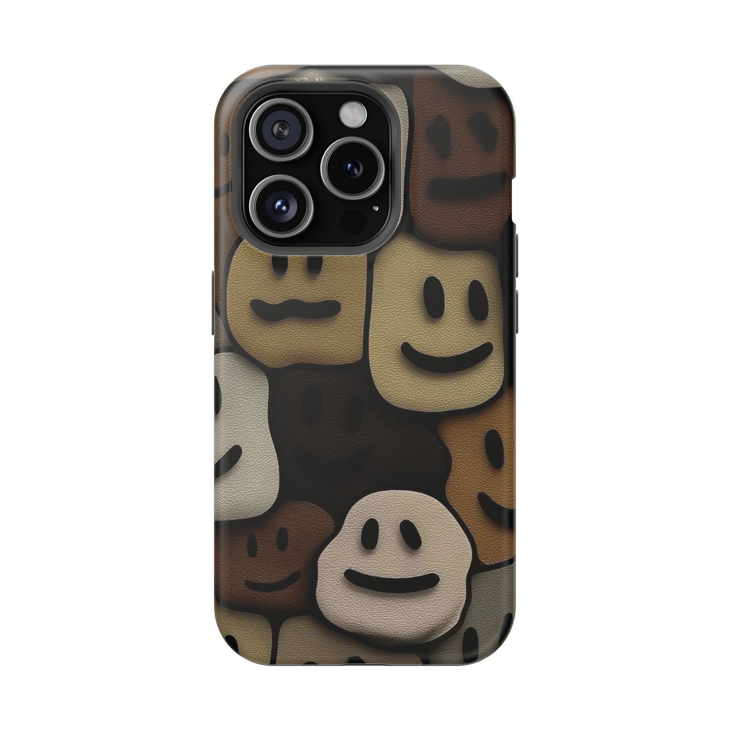 Magnetic Impact-Resistant Case — Brown Smiley Tile Phone Cover