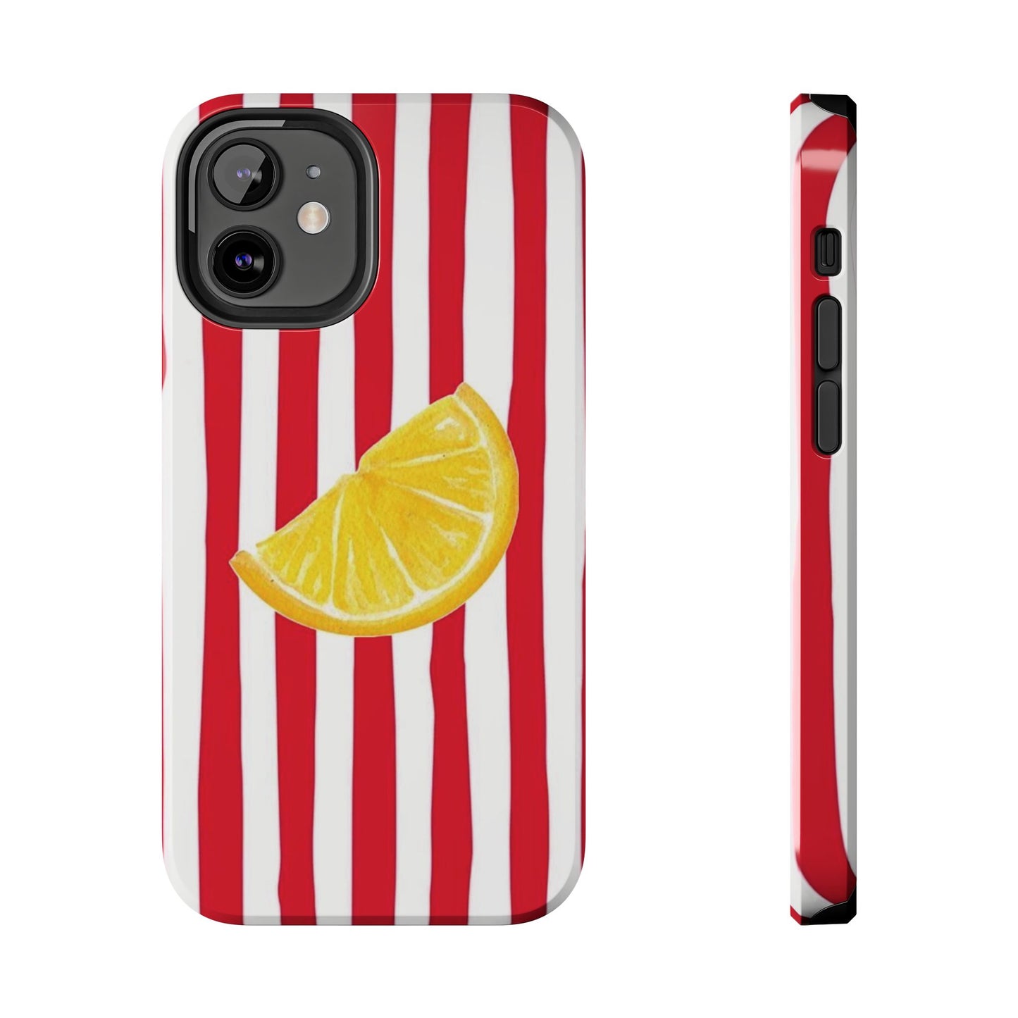 Lemon Slice Red & White Stripe Tough Phone Case
