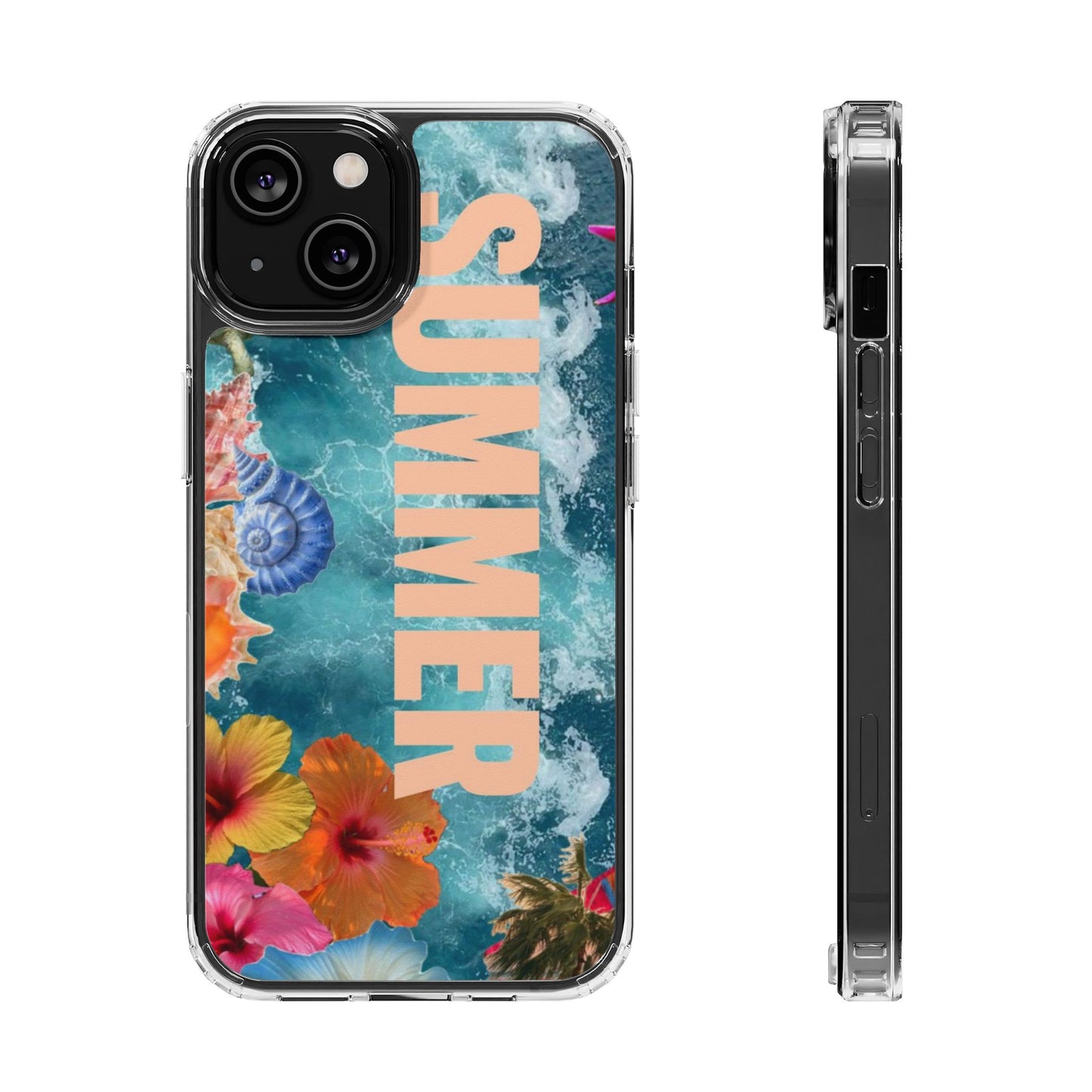 Summer Floral Clear Impact Phone Case — "SUMMER" Tropical Hibiscus Design