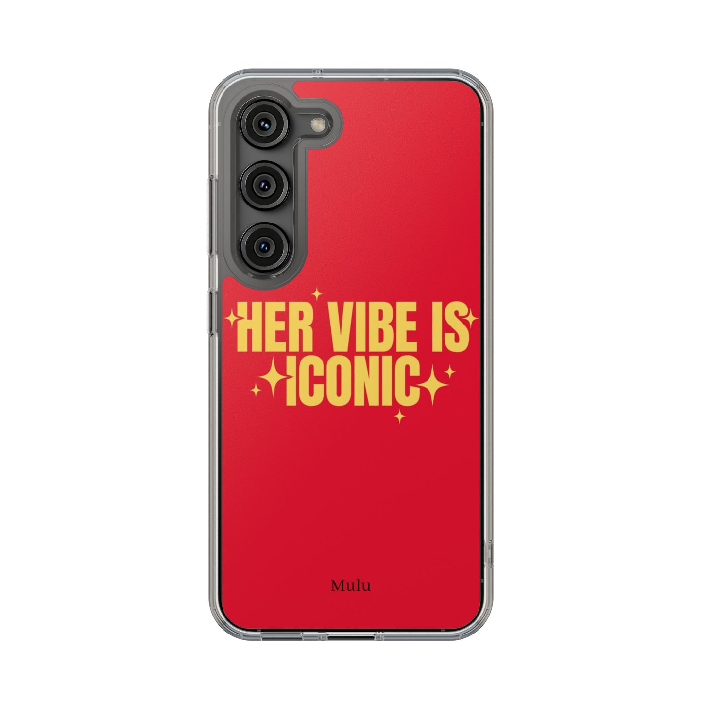 Clear Impact-Resistant Phone Case — "Her Vibe Is Iconic" Red Protective Cover