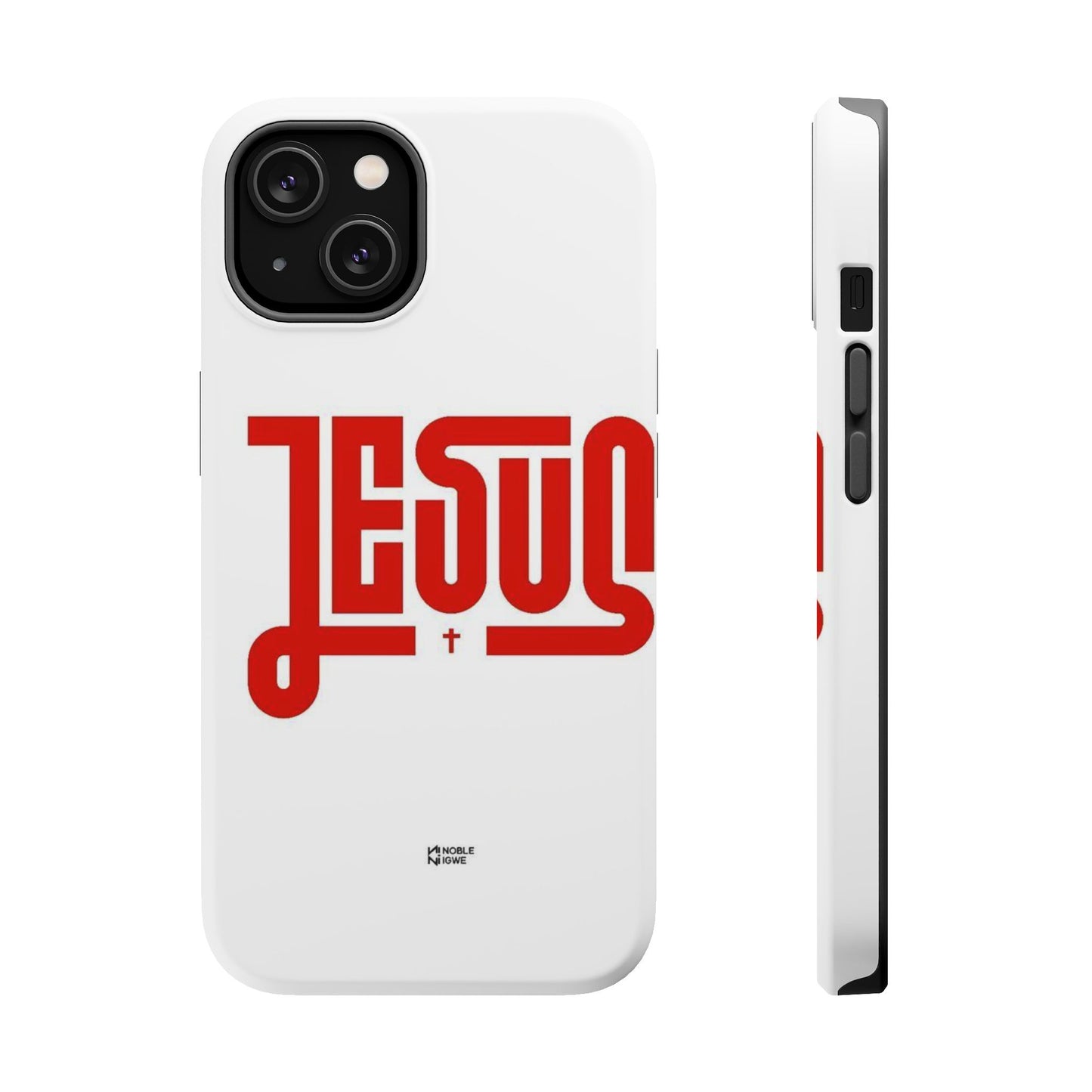 Jesus Magnetic Impact‑Resistant Phone Case — Bold Red Script Christian iPhone Cover