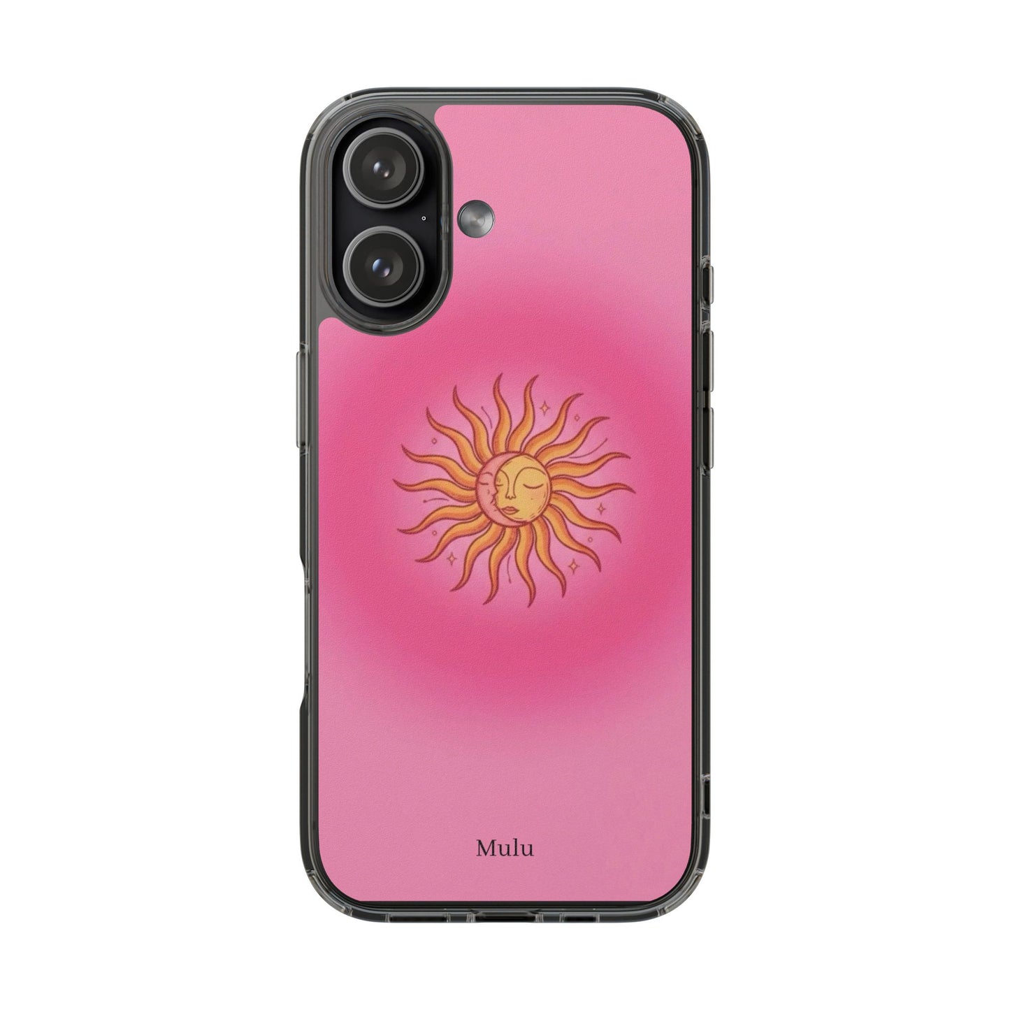 Pink Sun Phone Case — Radiant Sunburst Impact-Resistant Clear Case