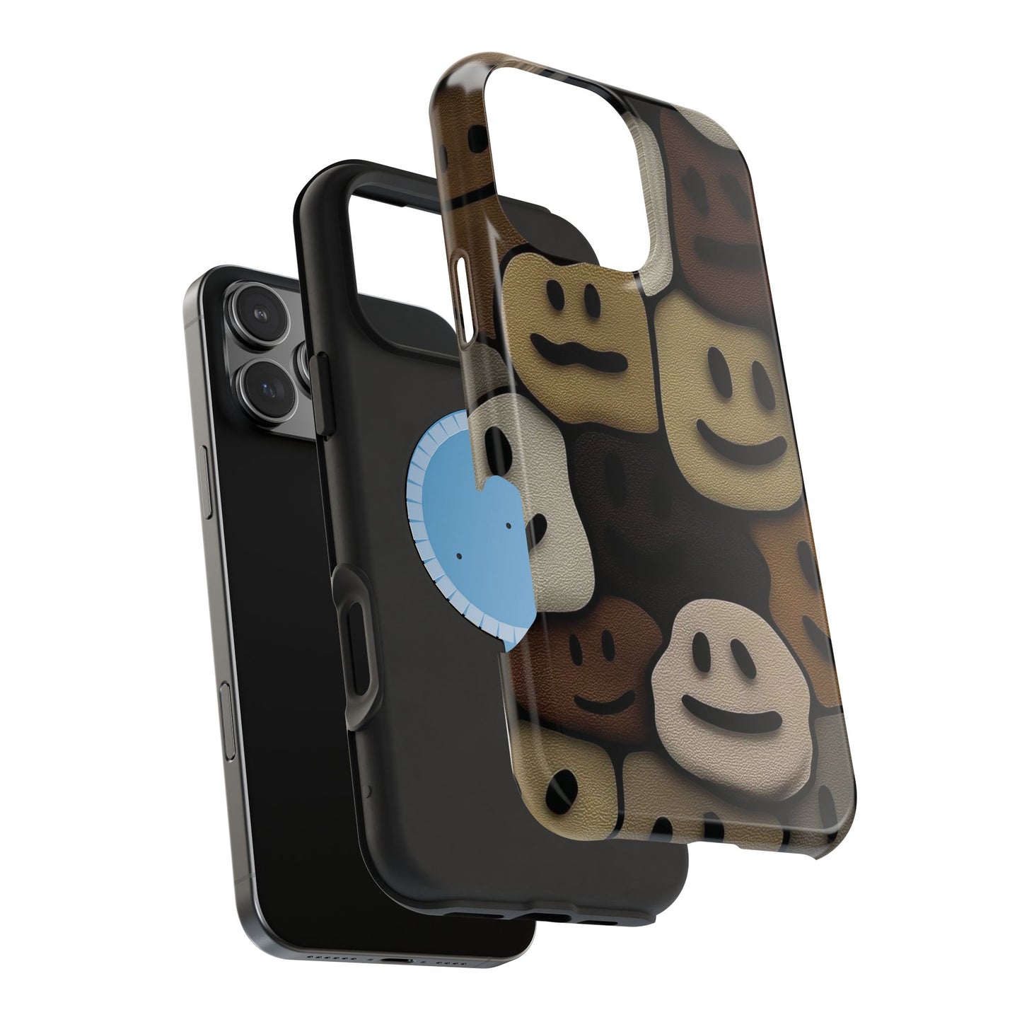 Magnetic Impact-Resistant Case — Brown Smiley Tile Phone Cover