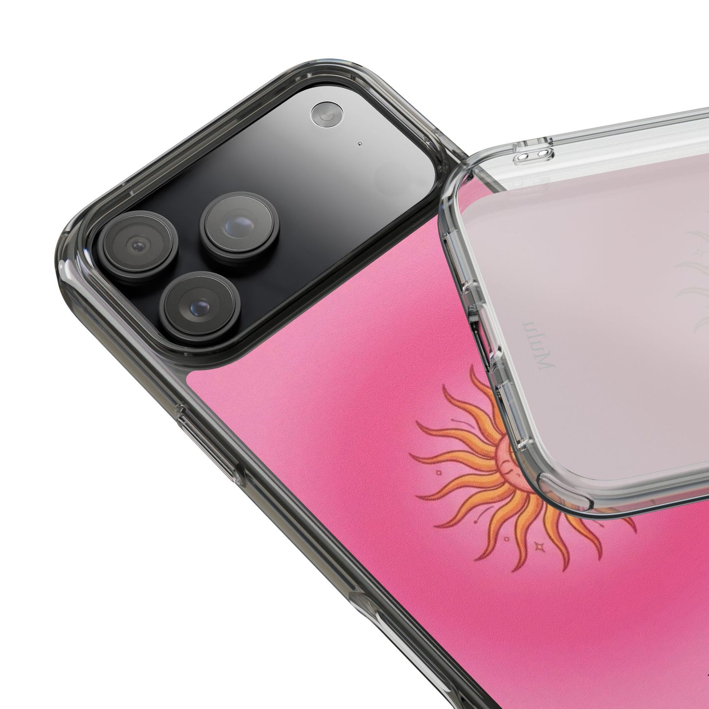 Pink Sun Phone Case — Radiant Sunburst Impact-Resistant Clear Case