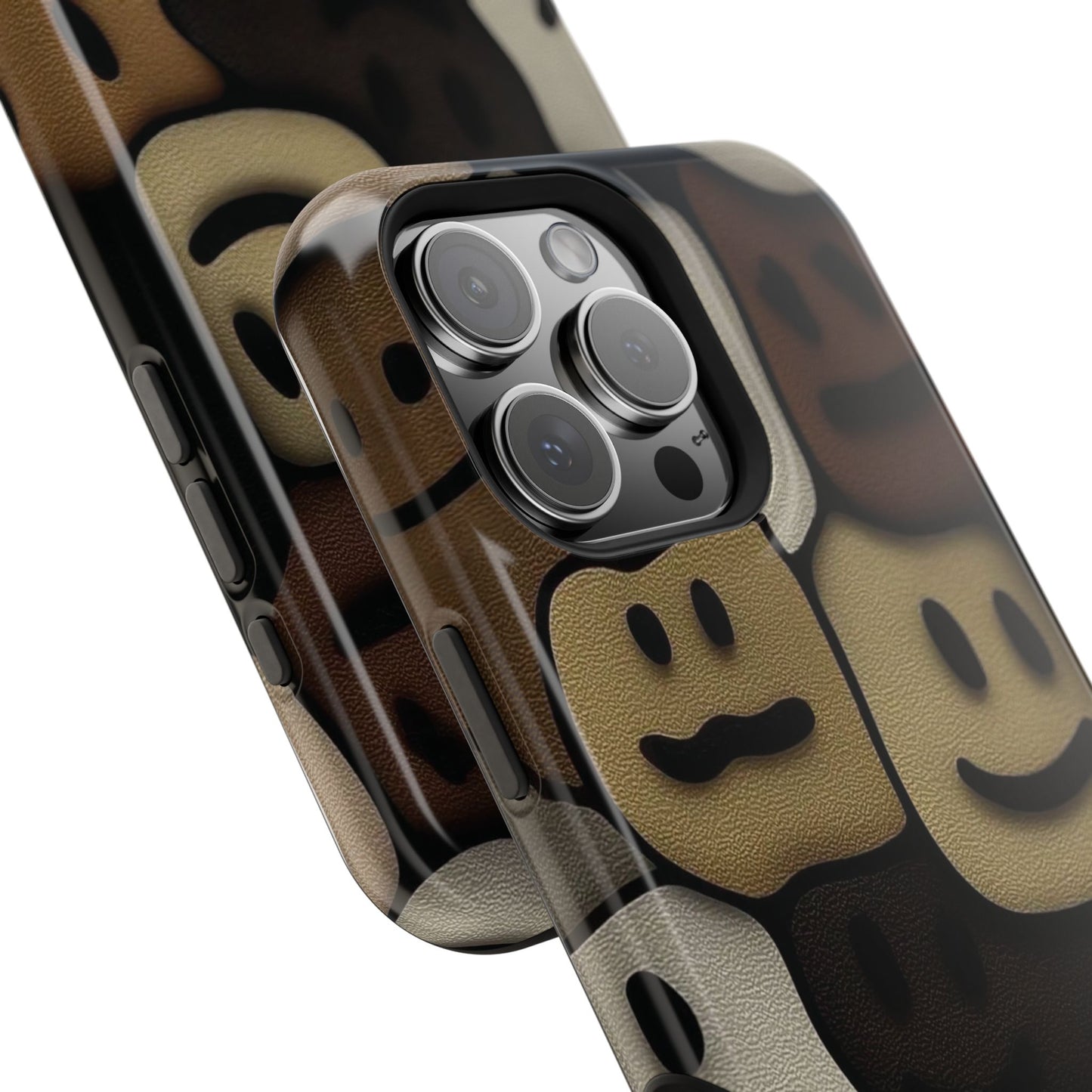 Magnetic Impact-Resistant Case — Brown Smiley Tile Phone Cover