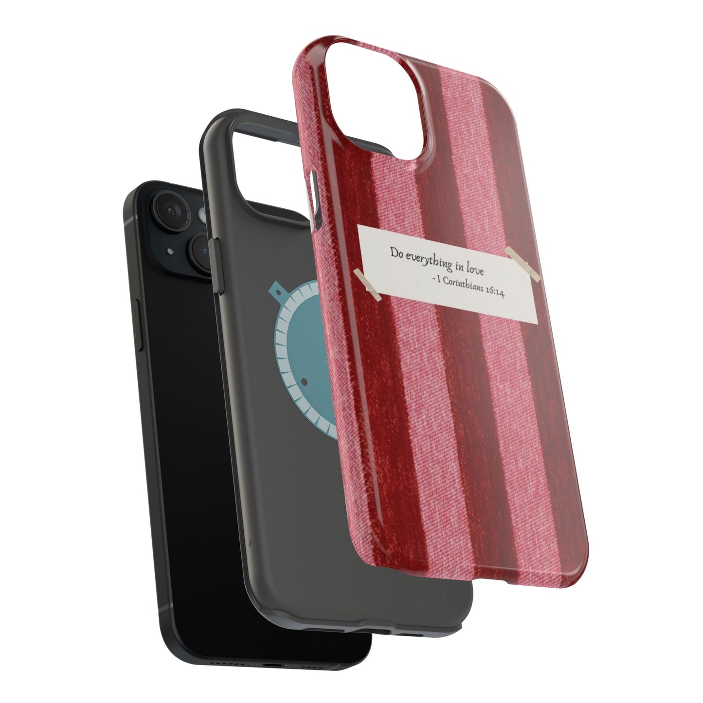 Christian Quote Red Stripe Phone Case — “Do everything in love” Magnetic Impact-Resistant Case