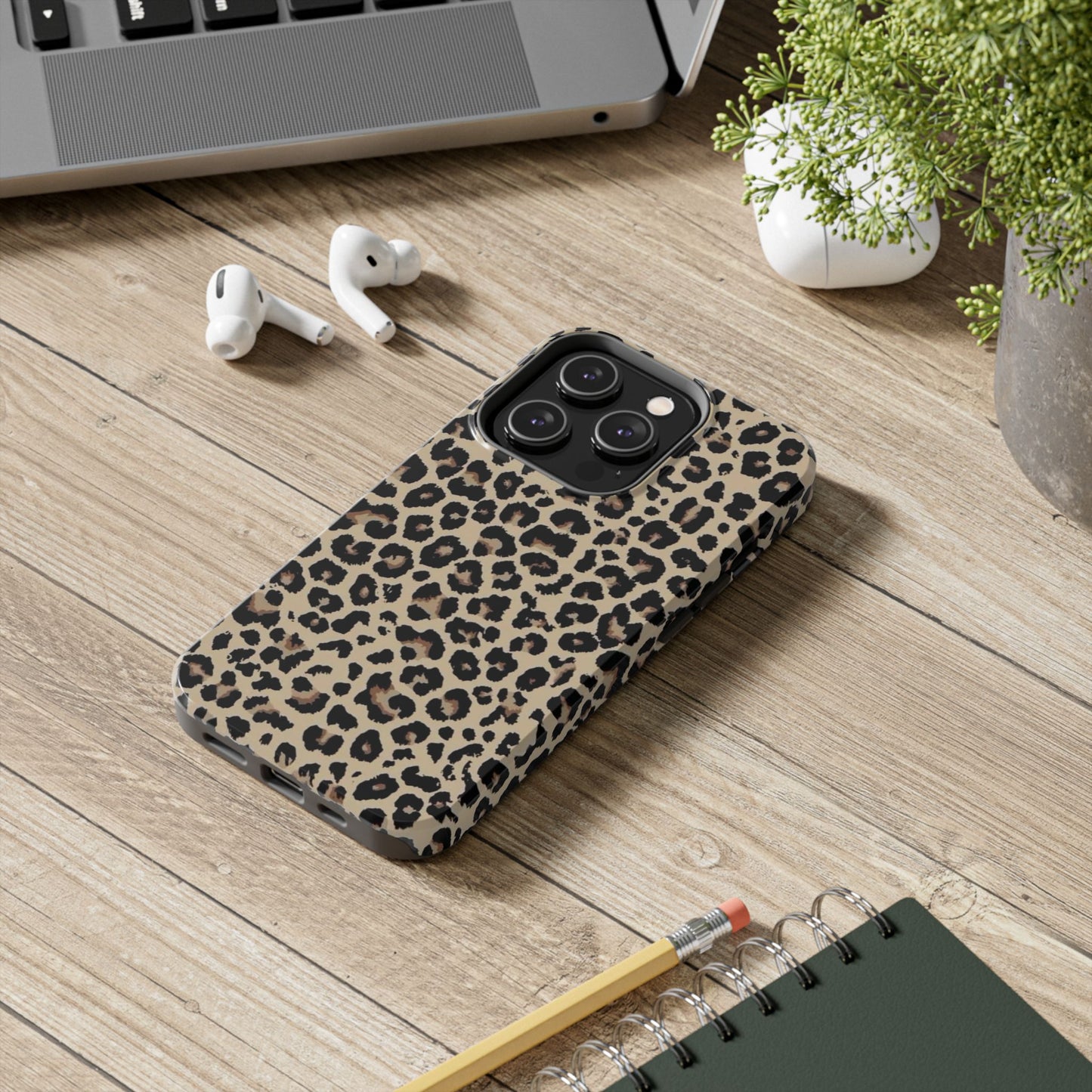 Leopard Print Tough Phone Case — Durable Protective iPhone Cover
