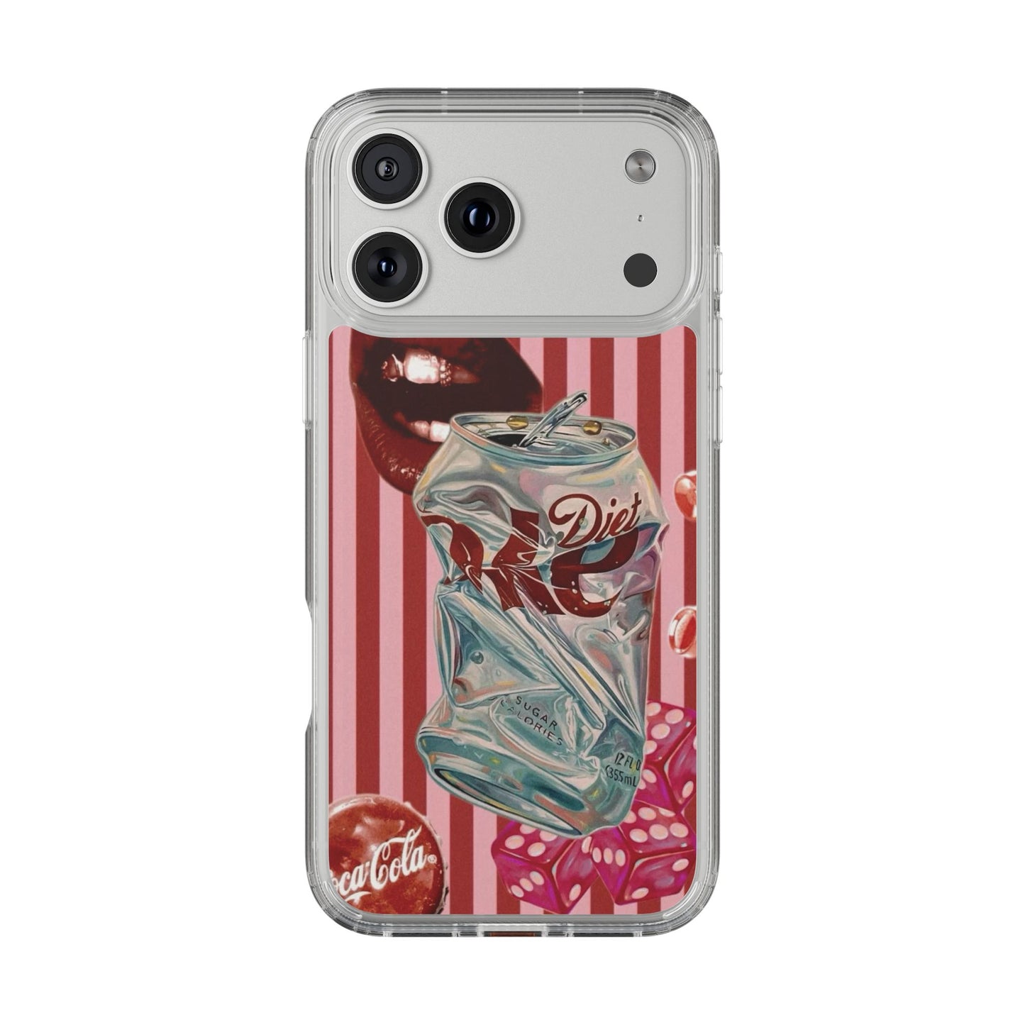 Diet Cola Crush Clear Phone Case – Retro Soda Pop Design