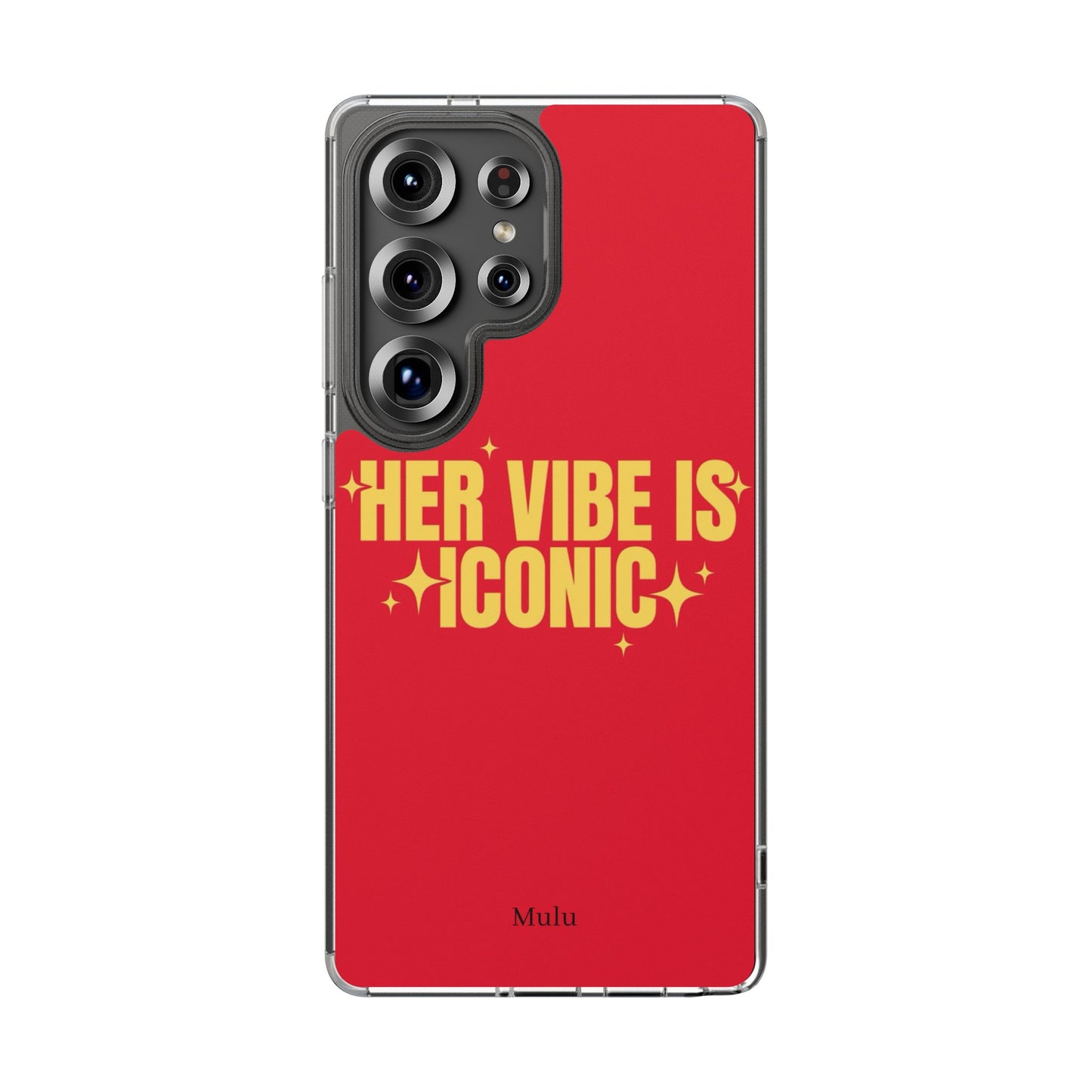 Clear Impact-Resistant Phone Case — "Her Vibe Is Iconic" Red Protective Cover