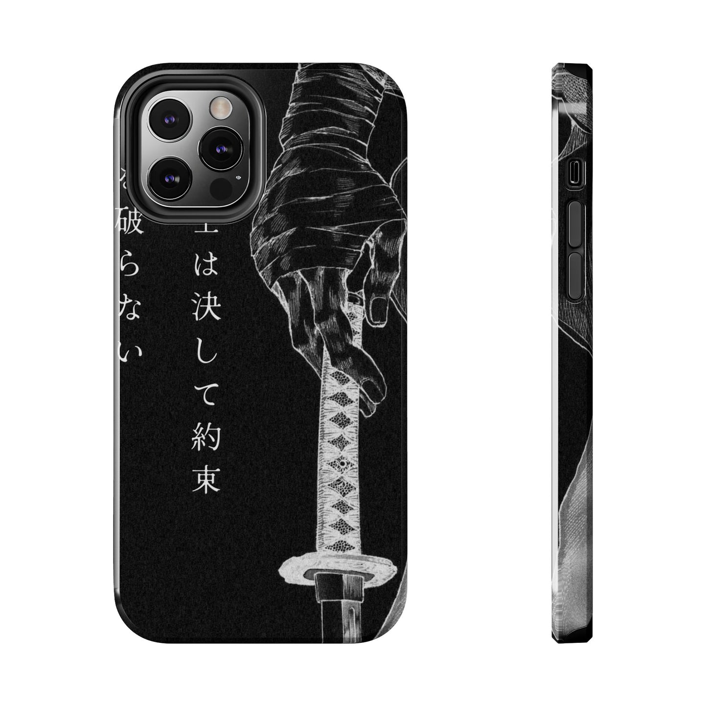Samurai Vow Tough Phone Case — Black Katana Design with Japanese Text