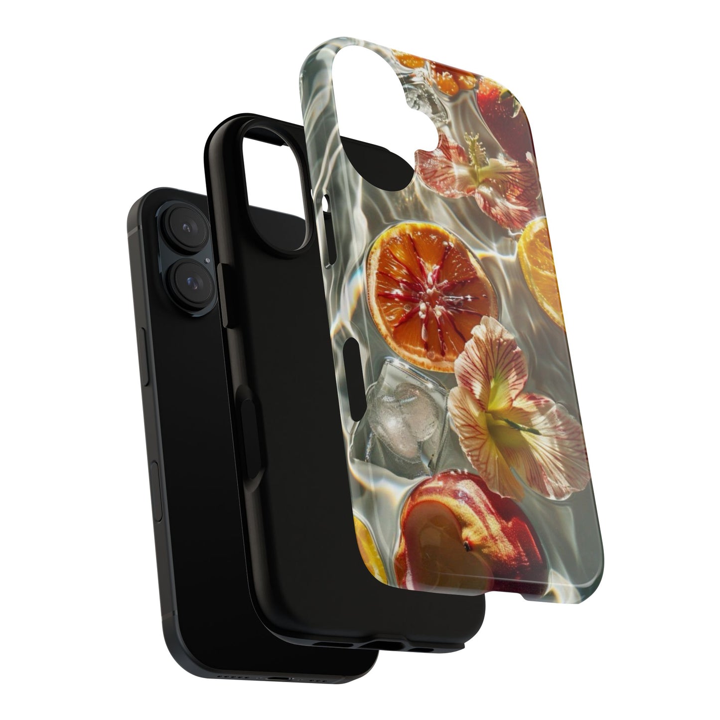 Citrus & Hibiscus Protective Phone Case – Summer Fruit Water Print Tough Case