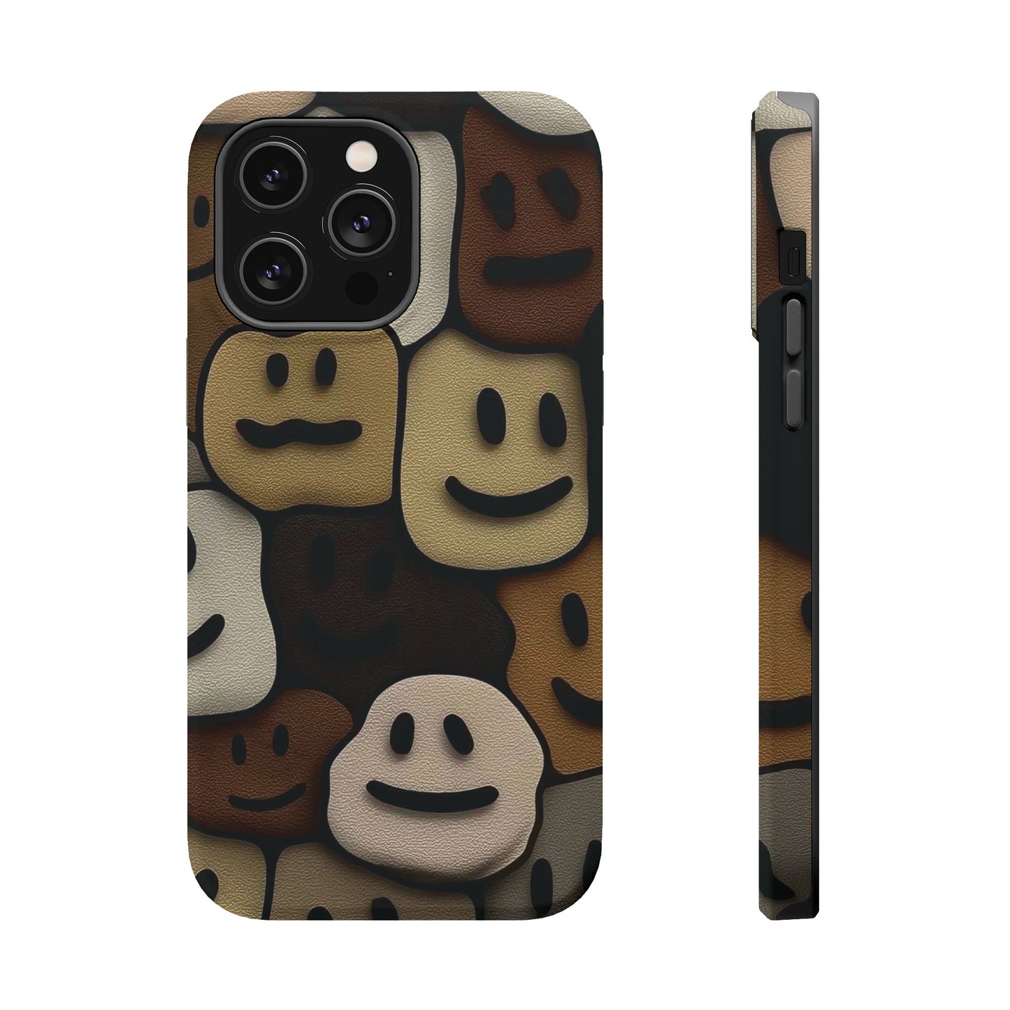 Magnetic Impact-Resistant Case — Brown Smiley Tile Phone Cover