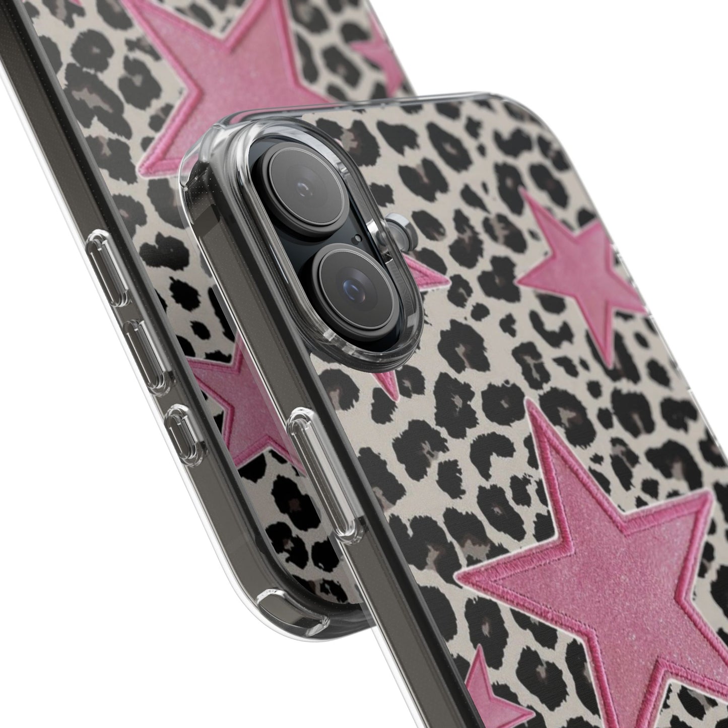 Pink Star Leopard Clear Impact Phone Case