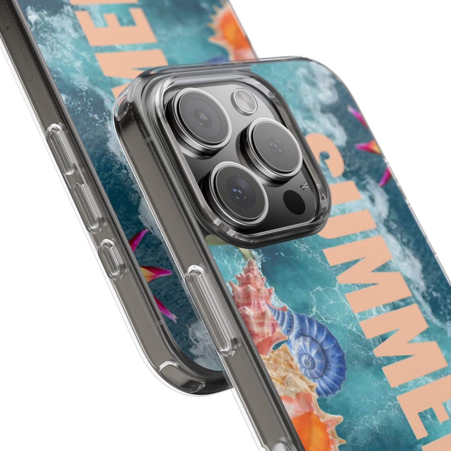 Summer Floral Clear Impact Phone Case — "SUMMER" Tropical Hibiscus Design