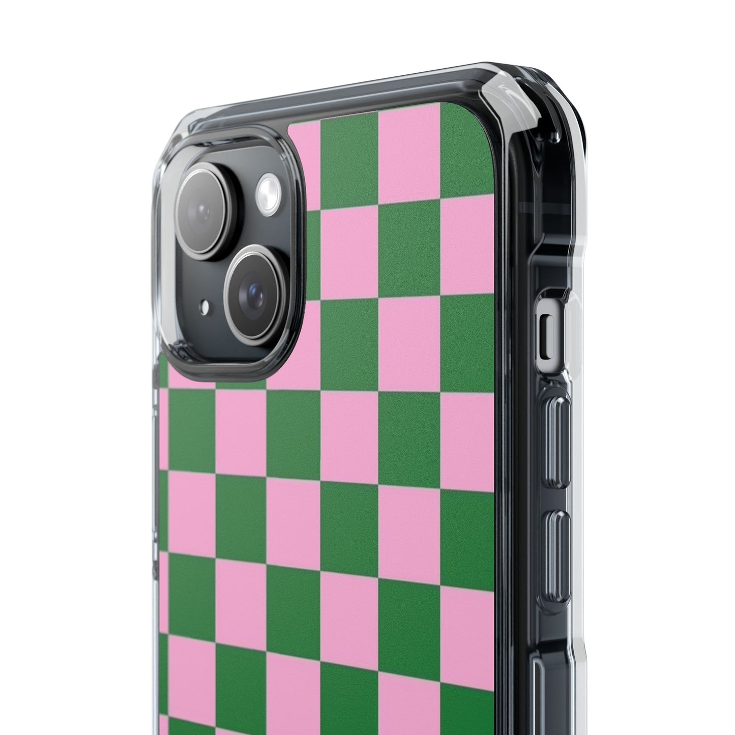 Pink & Green Checkerboard Magnetic Clear Phone Case