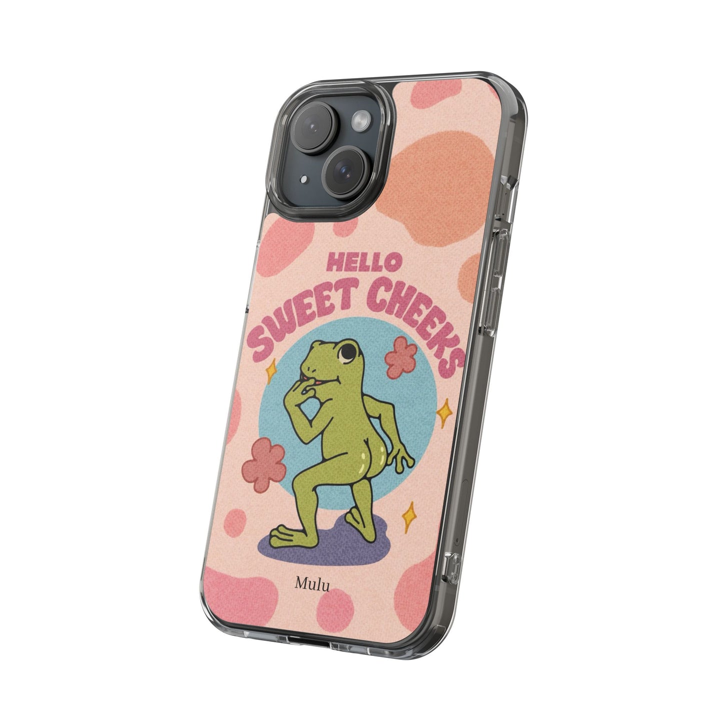 Clear Impact Phone Case — "Hello Sweet Cheeks" Retro Frog Design