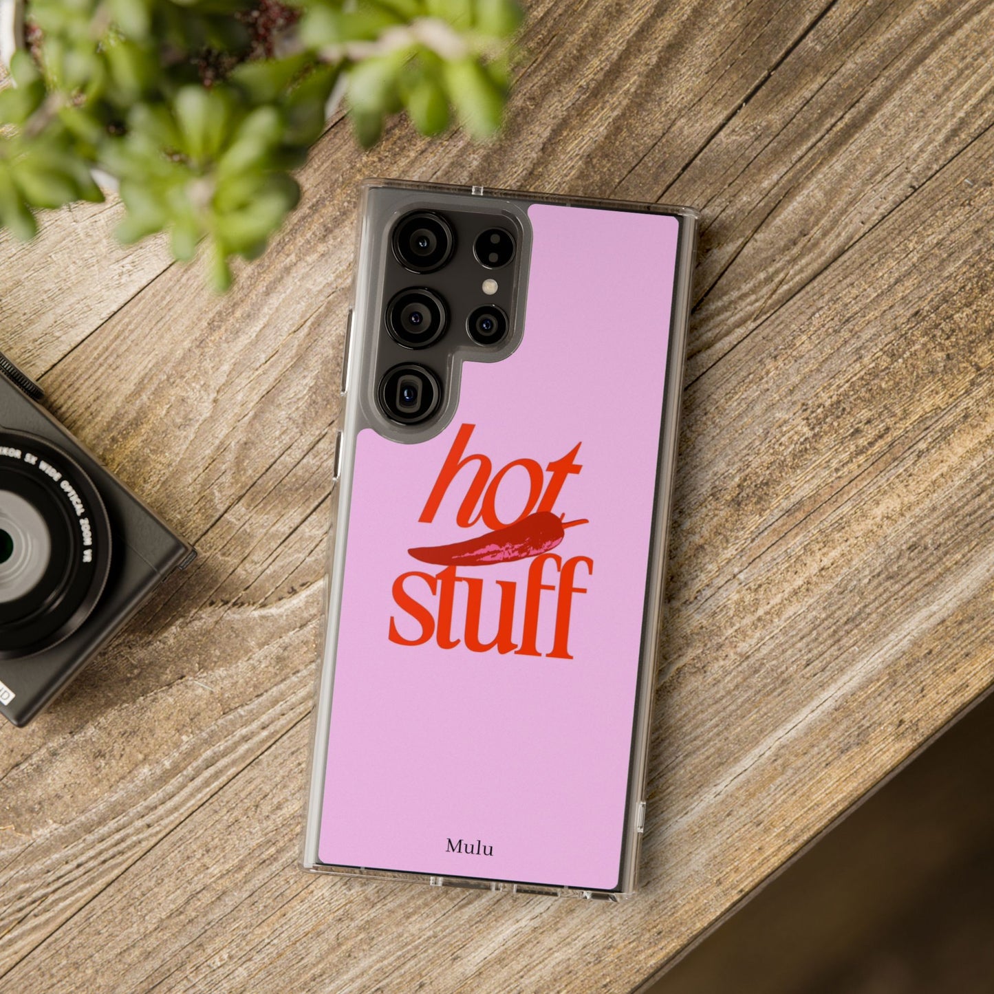 Hot Stuff Clear Impact Phone Case — Pink Retro Typography iPhone Cover