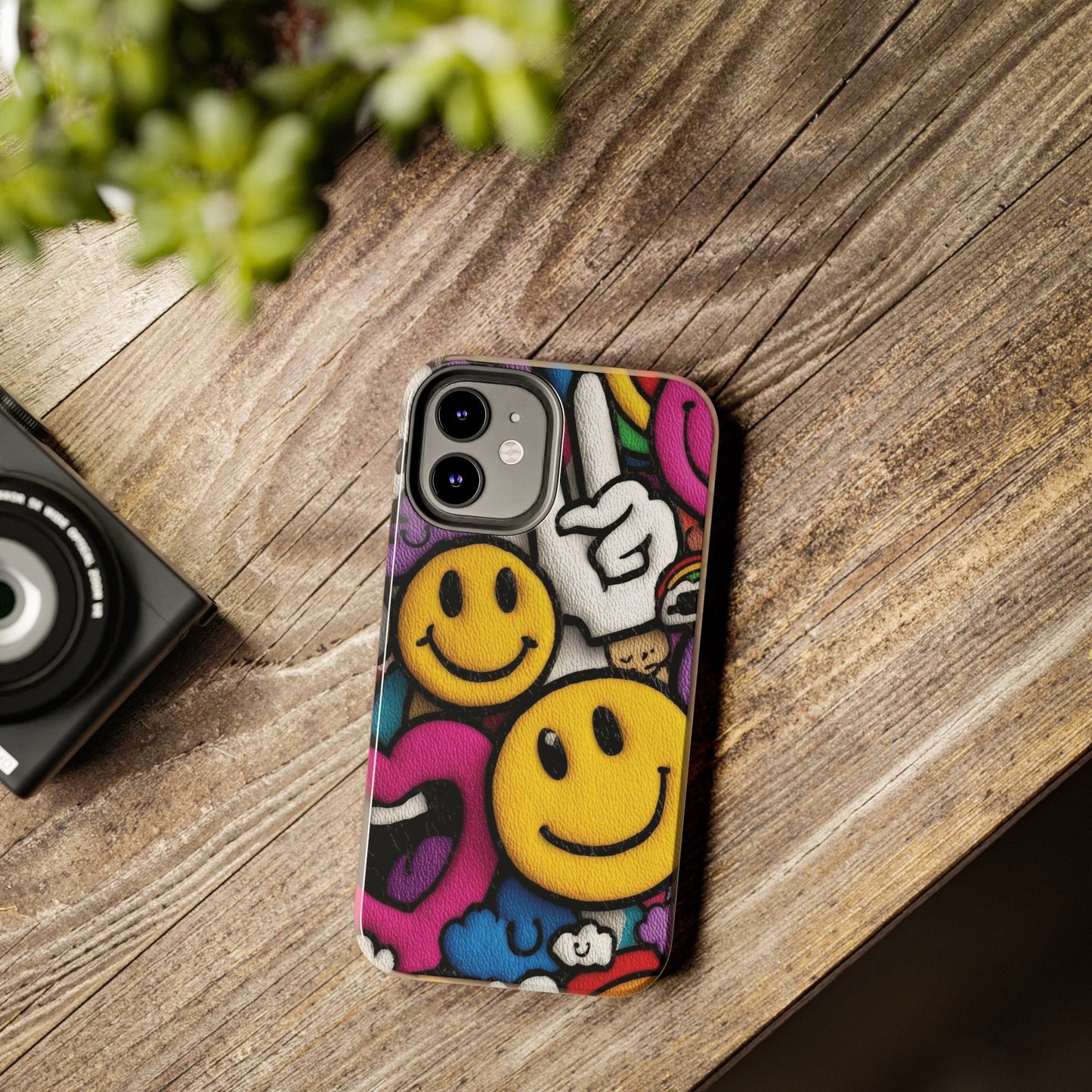 Smiley Graffiti Tough Phone Case – Colorful Urban Art Protection