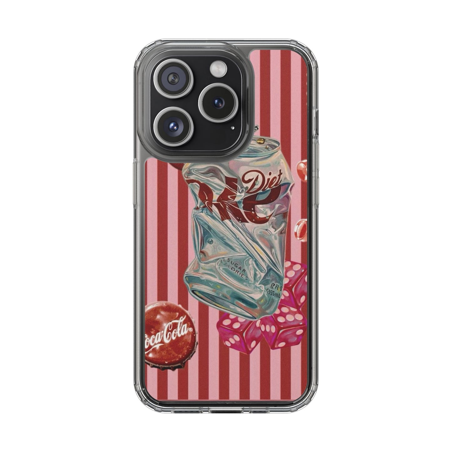 Diet Cola Crush Clear Phone Case – Retro Soda Pop Design