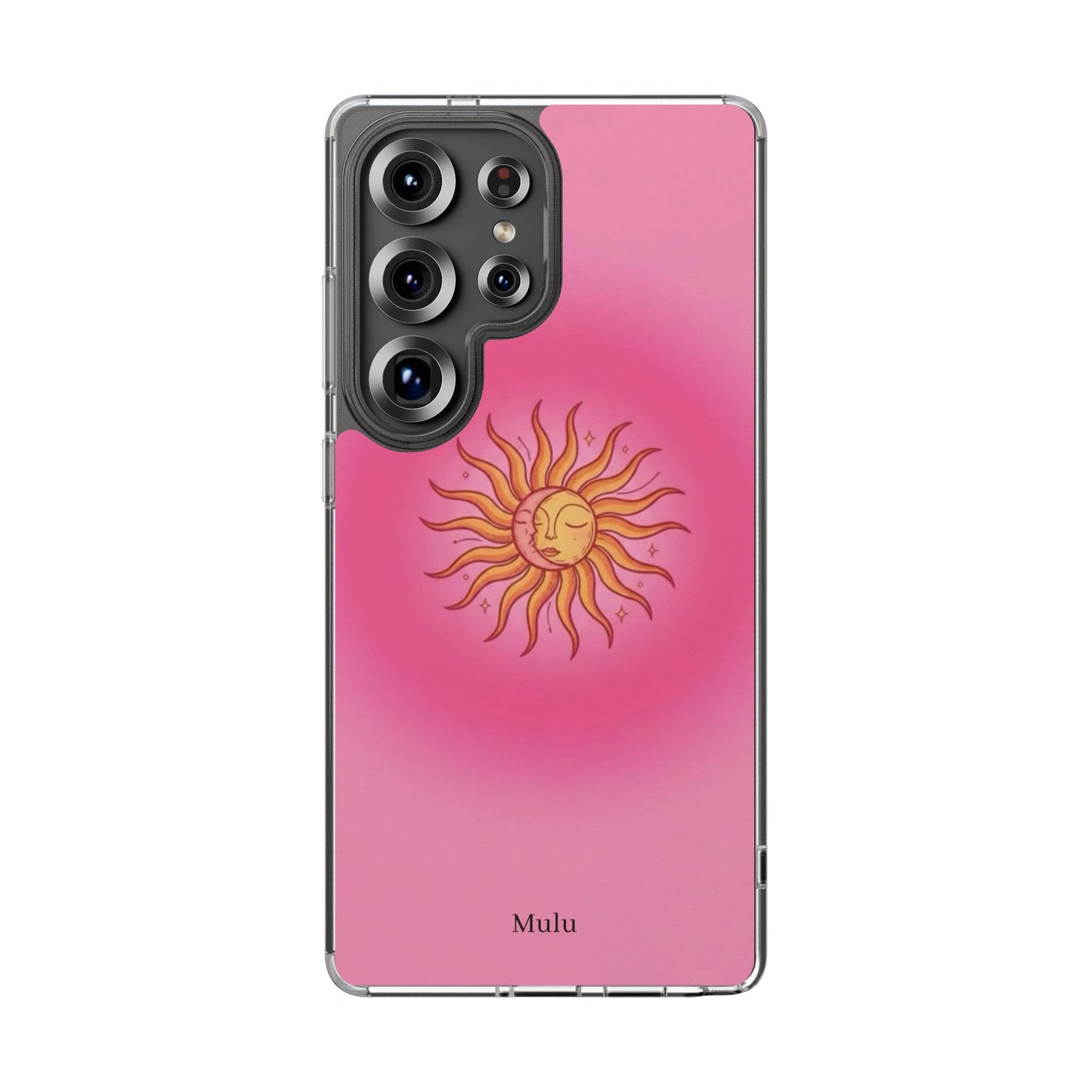 Pink Sun Phone Case — Radiant Sunburst Impact-Resistant Clear Case
